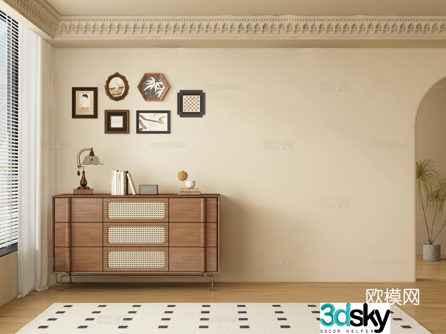 Medieval style sideboard 3d model