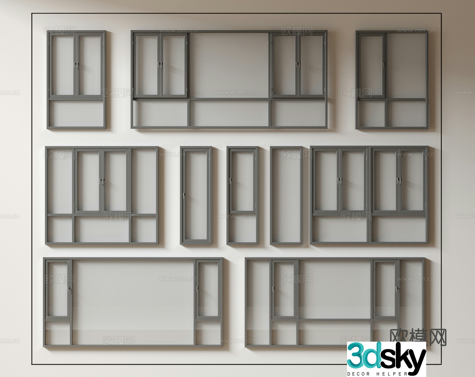 Modern windows floor-to-ceiling windows balcony windows bay windows bedroom windows sliding windows 3d model