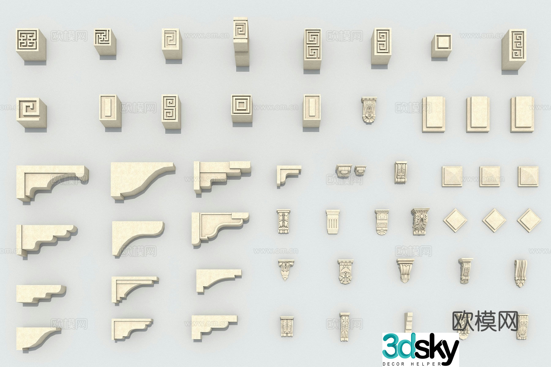 Chinese carved component beam 3D model