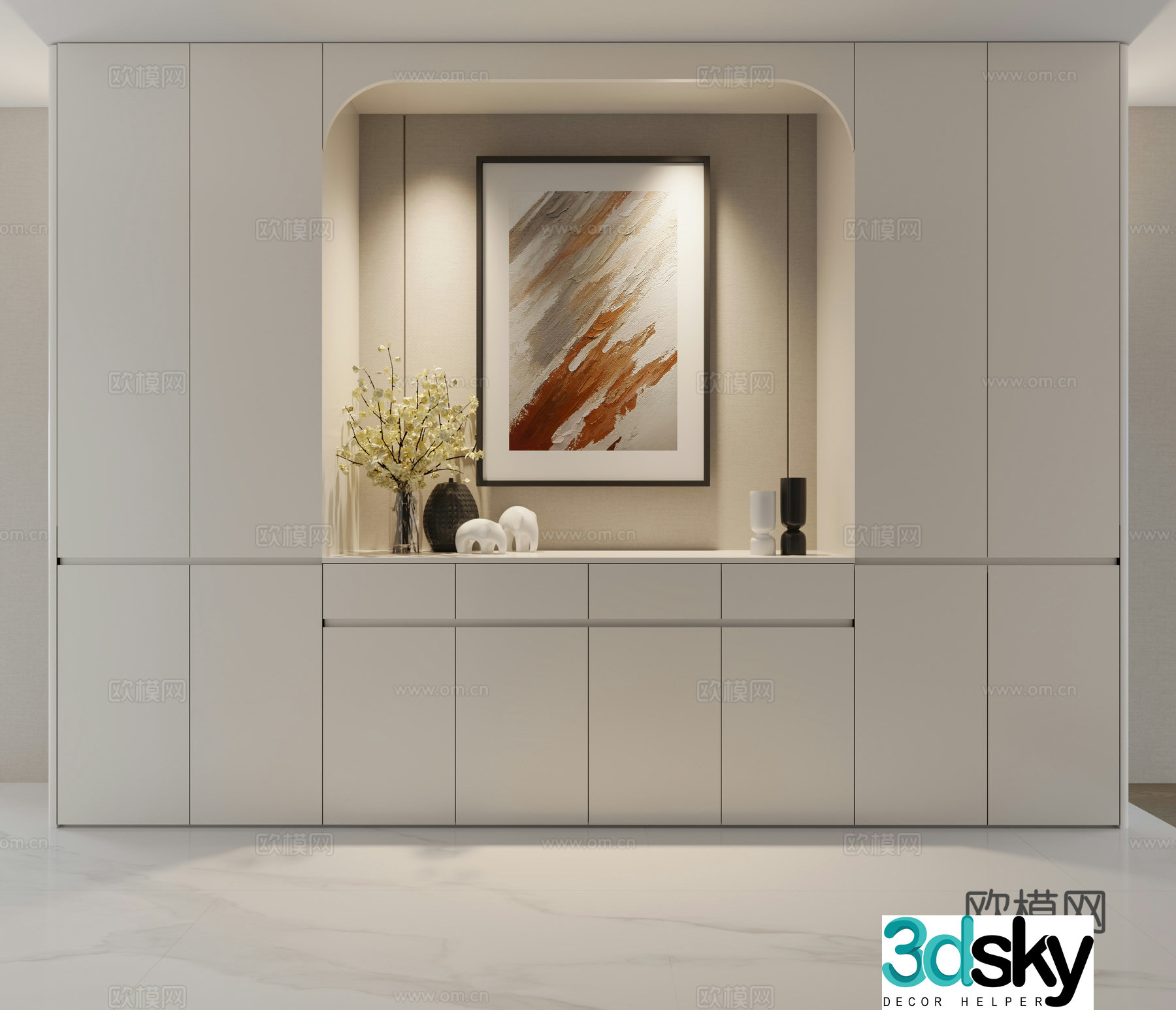 Modern entryway cabinet high cabinet 3d model