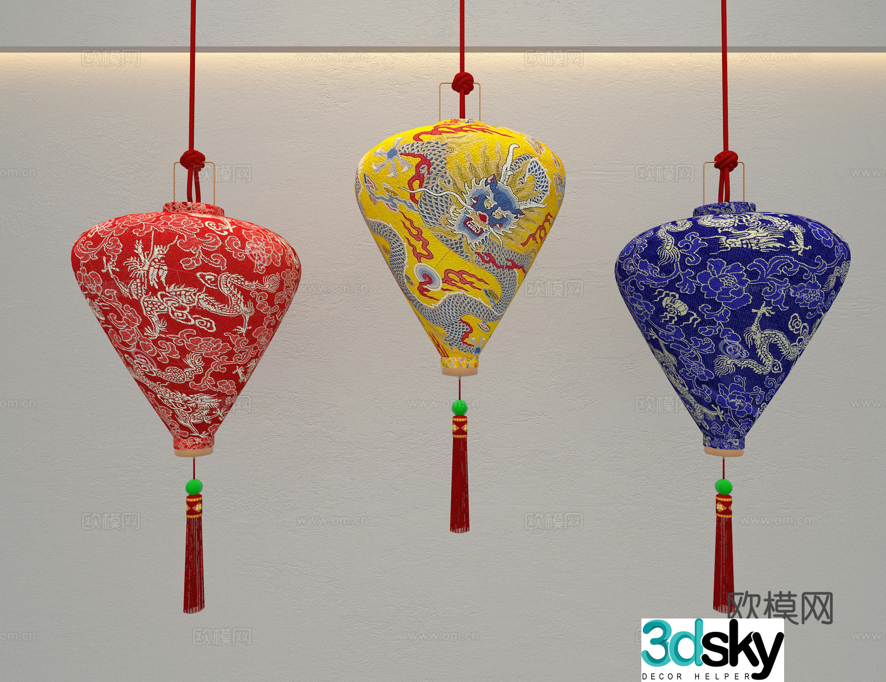 New Chinese style red lantern 3d model