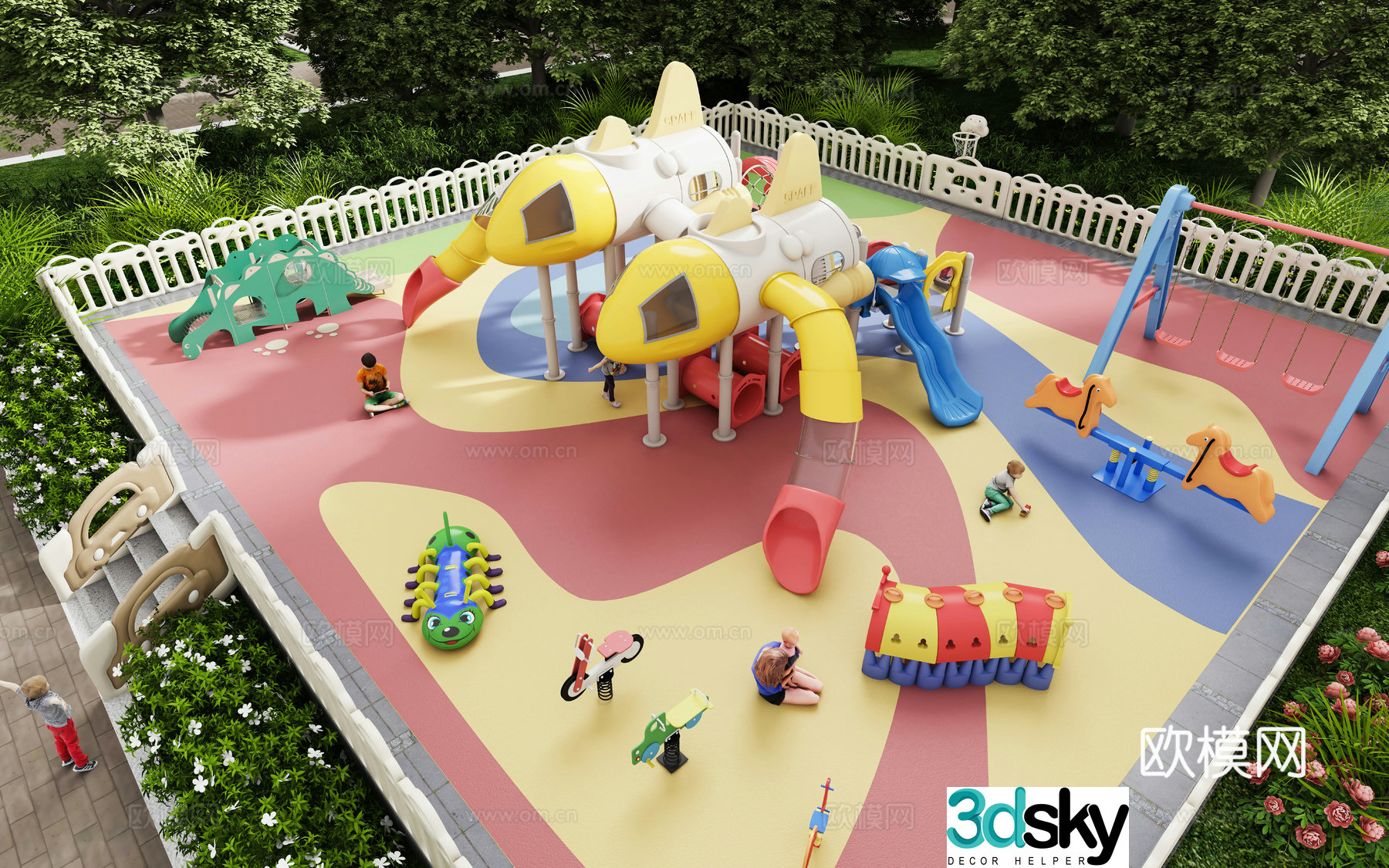 Modern children’s play area 3d model