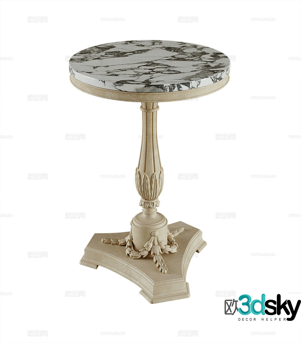French round table side table corner table 3D model