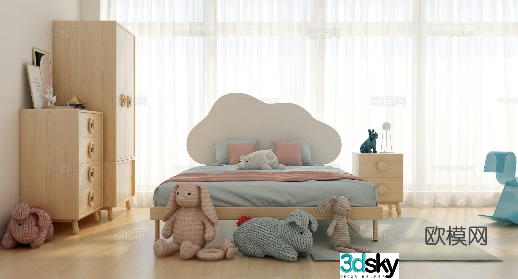 Modern children’s bed children’s wardrobe children’s toys children’s furniture 3d model