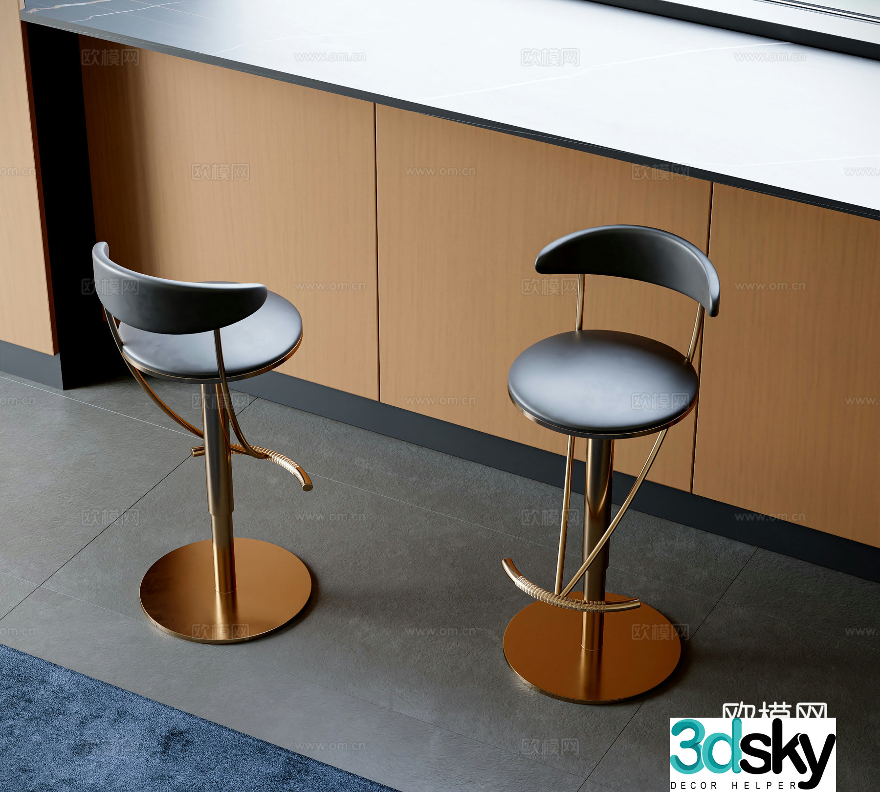 Italian bar stool bar stool high stool 3d model