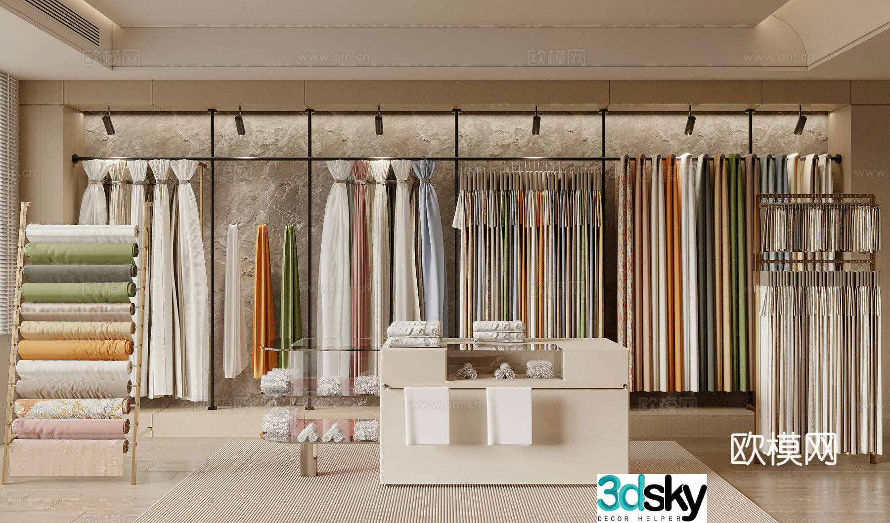 Modern fabric showroom 3d model