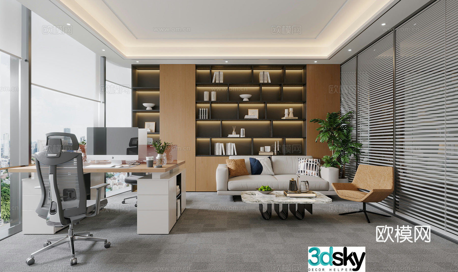 Modern double office 3d model