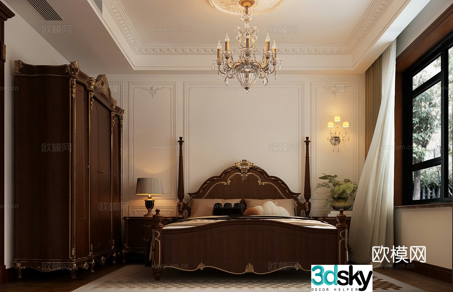 American style bedroom master bedroom 3d model