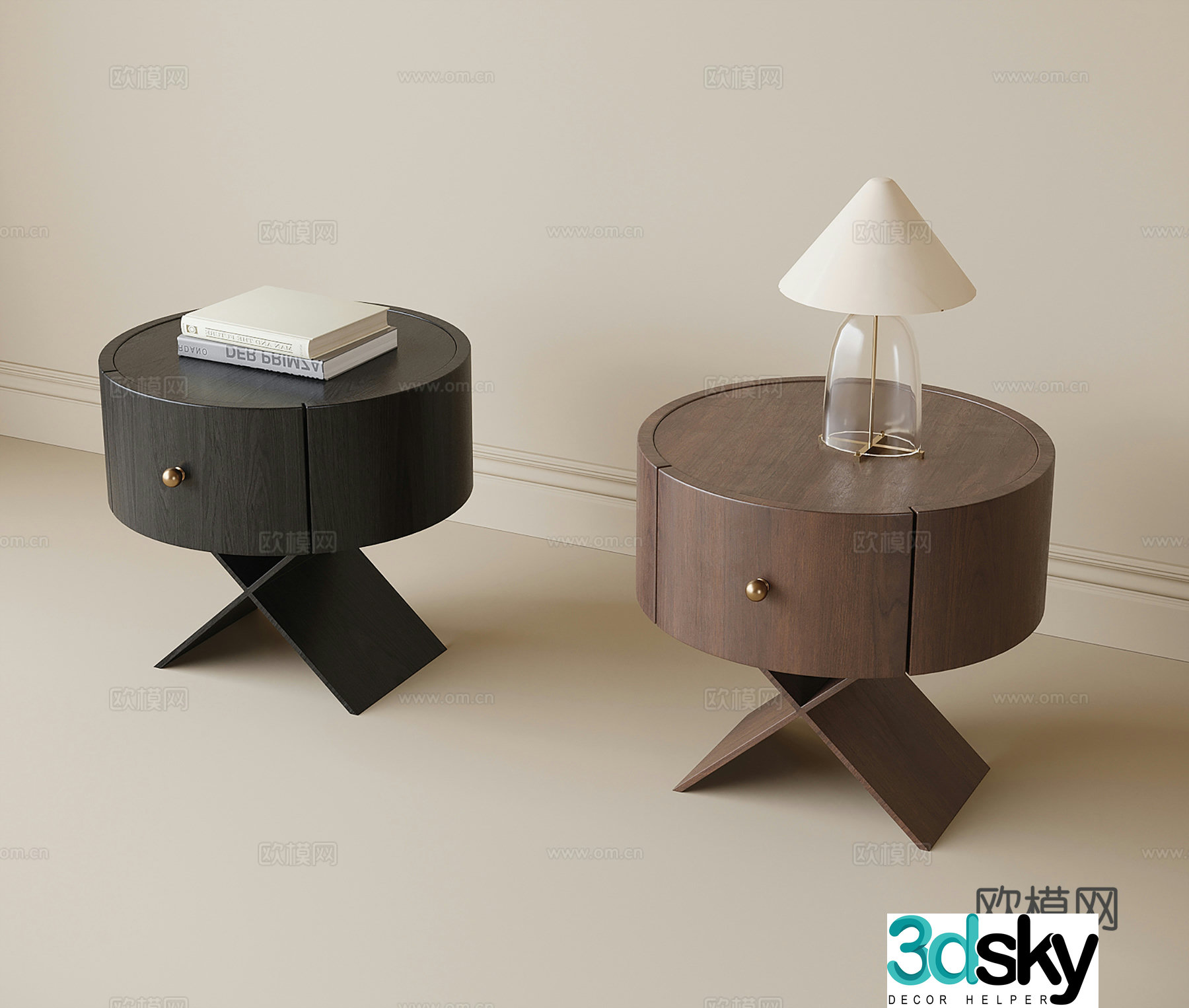 Medieval style bedside table 3d model