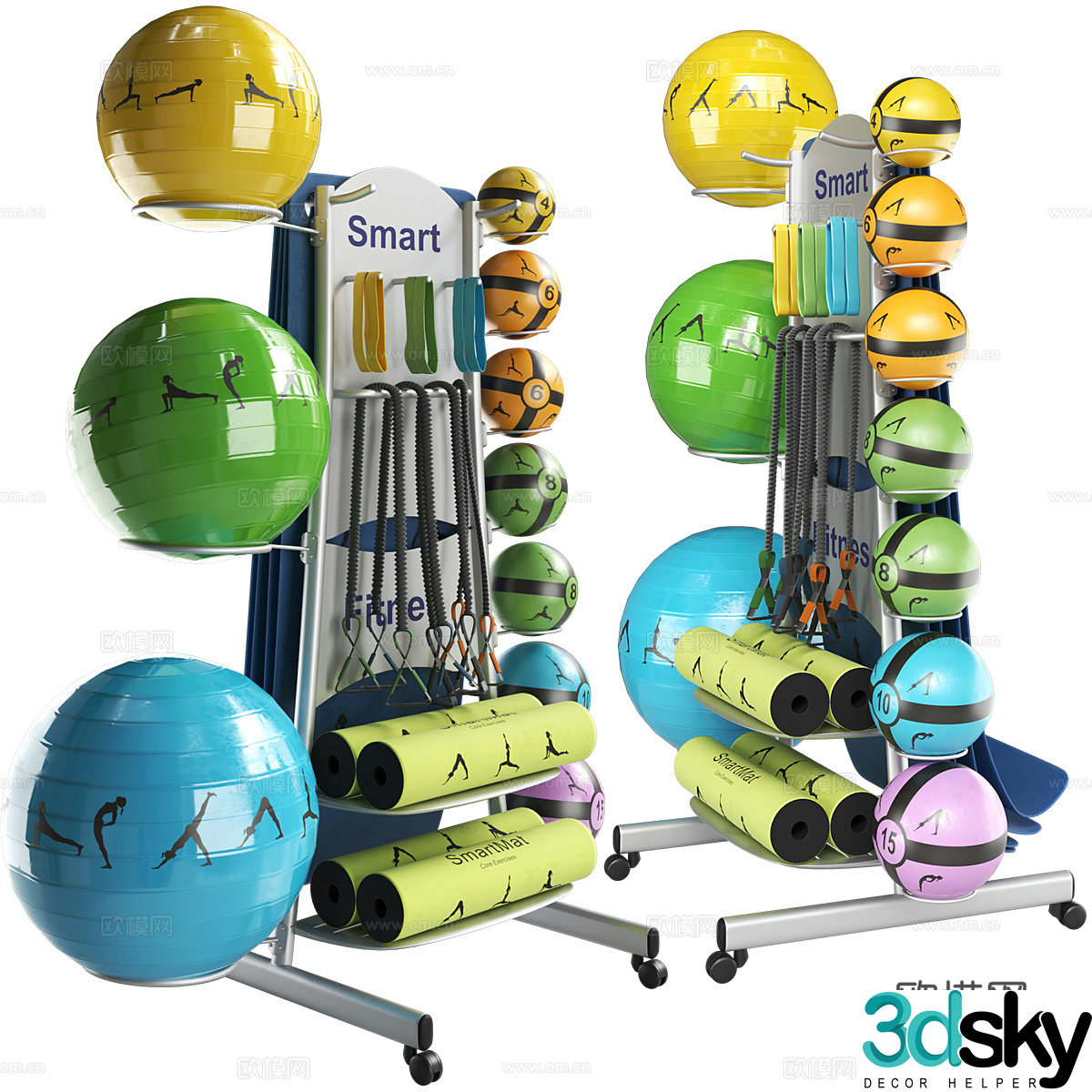 Fitness equipment yoga training set 3d model