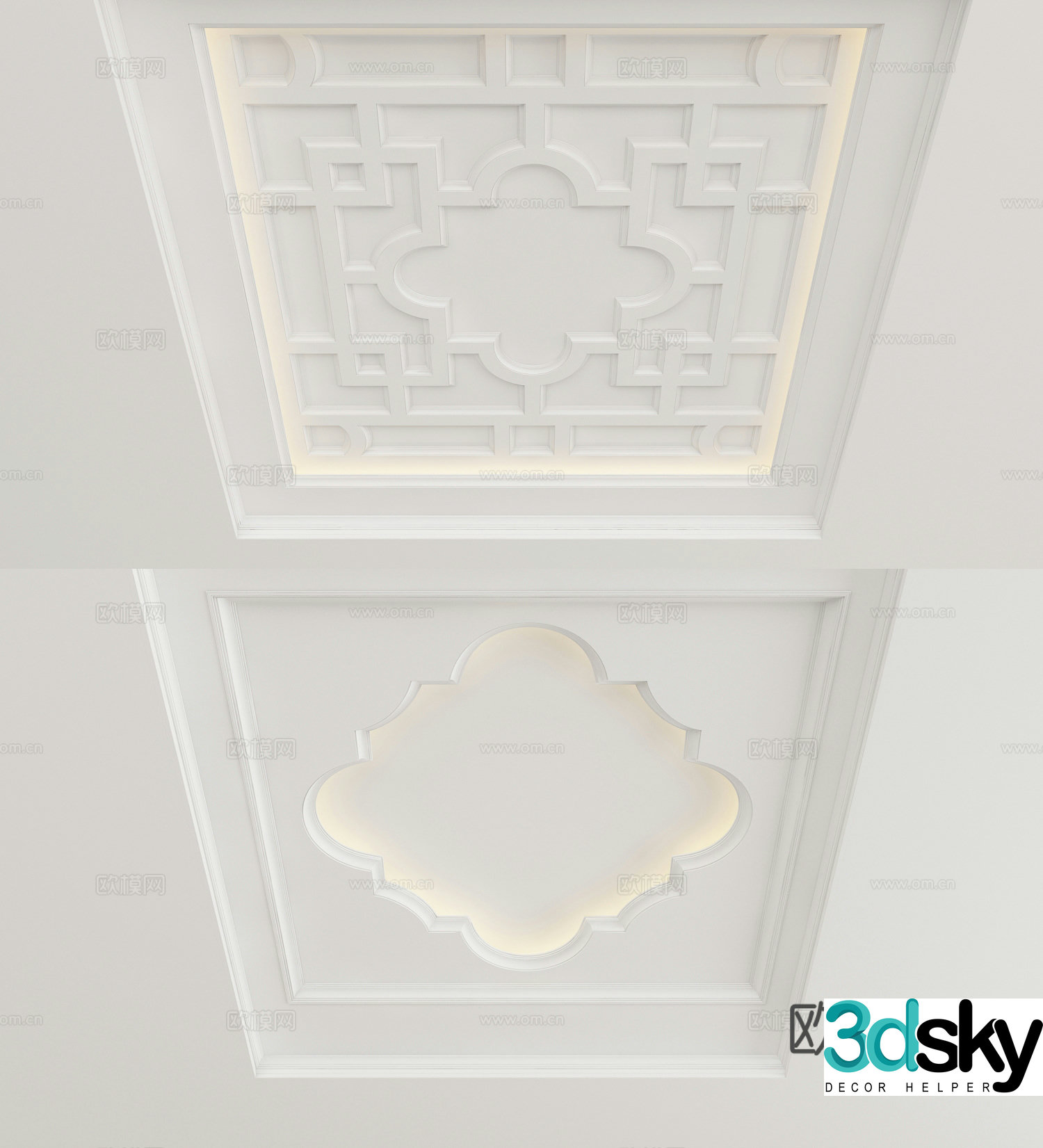 European style suspended ceiling square suspended ceiling modeling ceiling 3d model