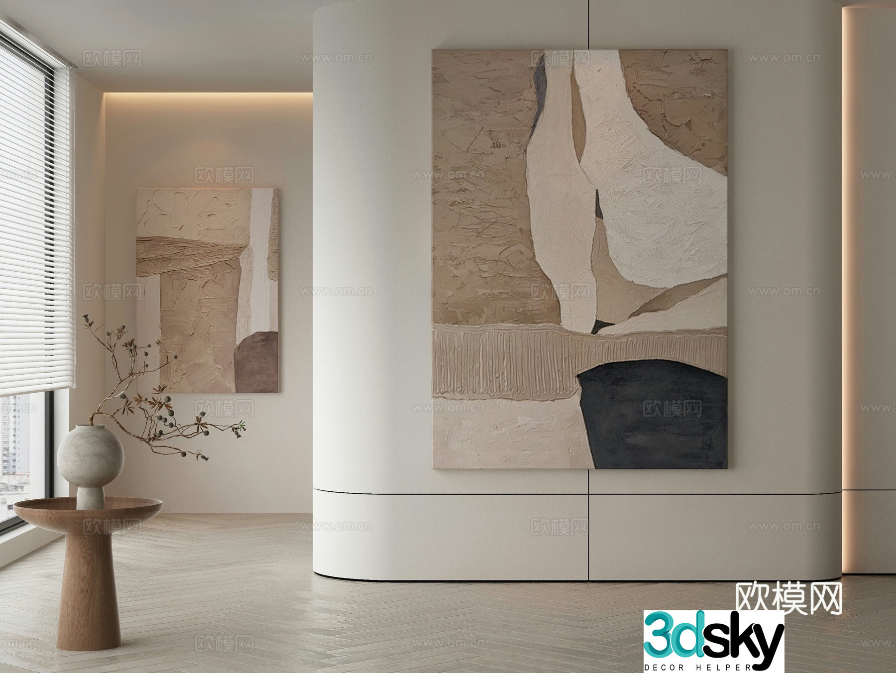 Modern decorative painting texture painting hanging painting 3d model