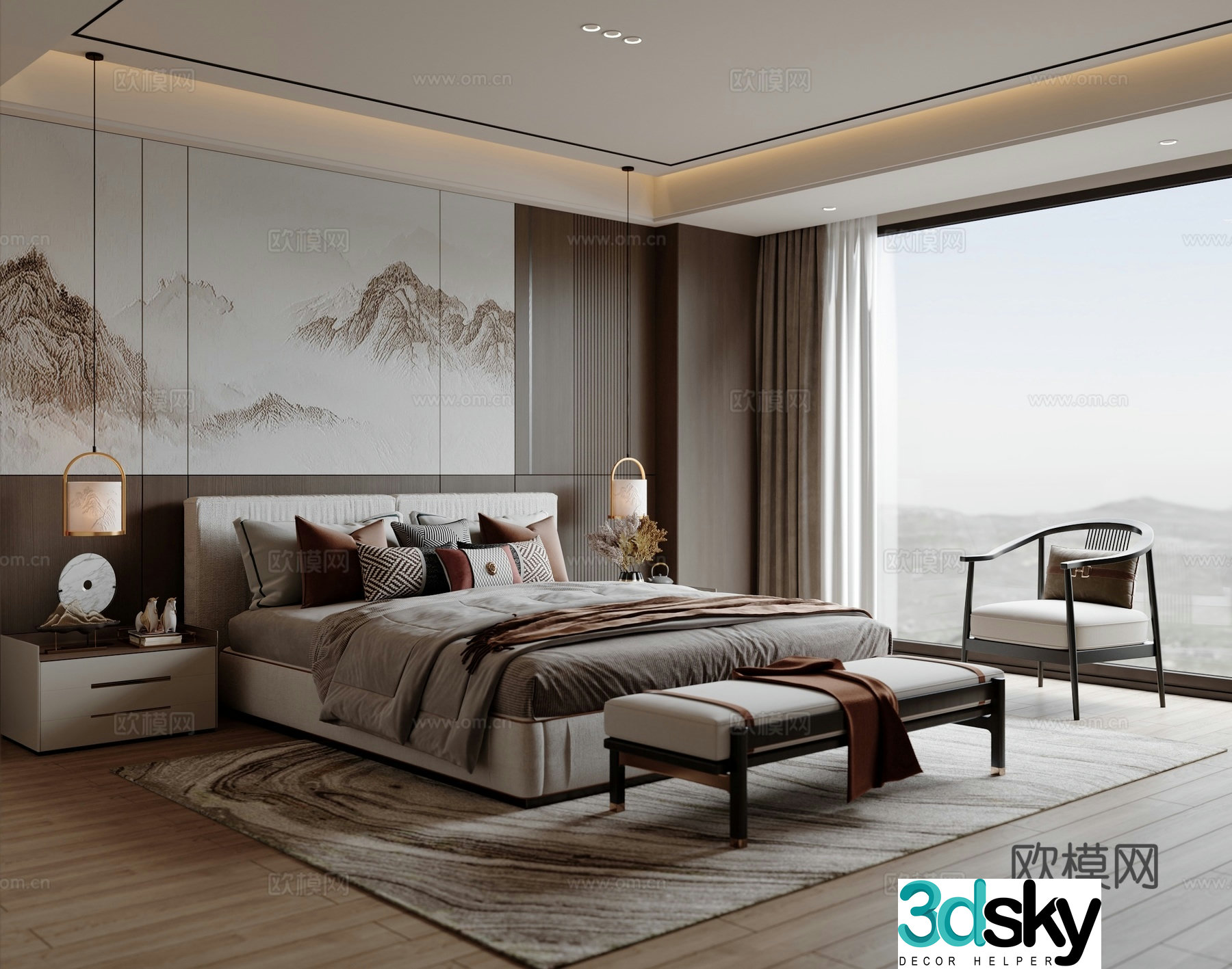 New Chinese style bedroom master bedroom 3d model