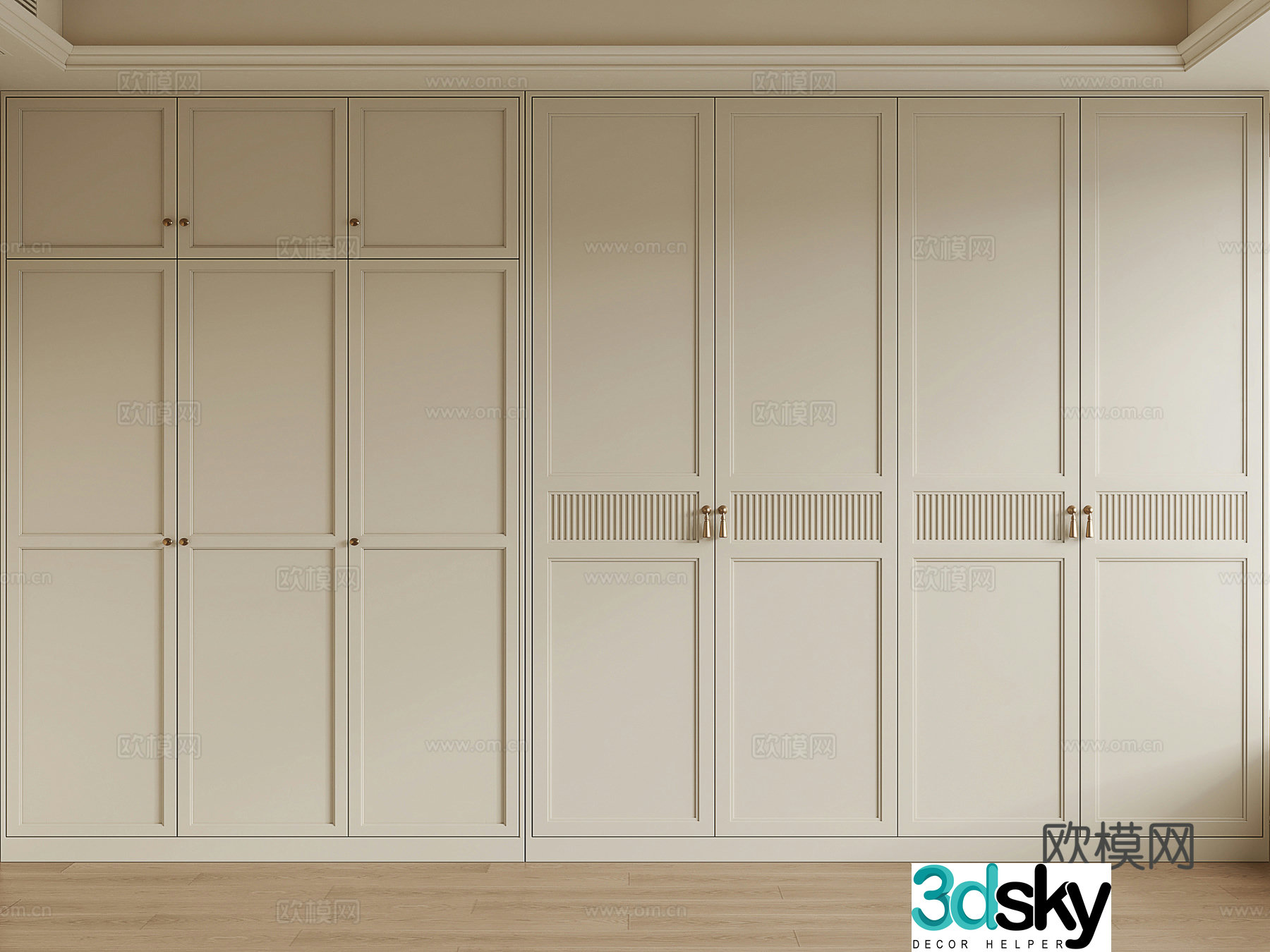 Cream style wardrobe 3d model