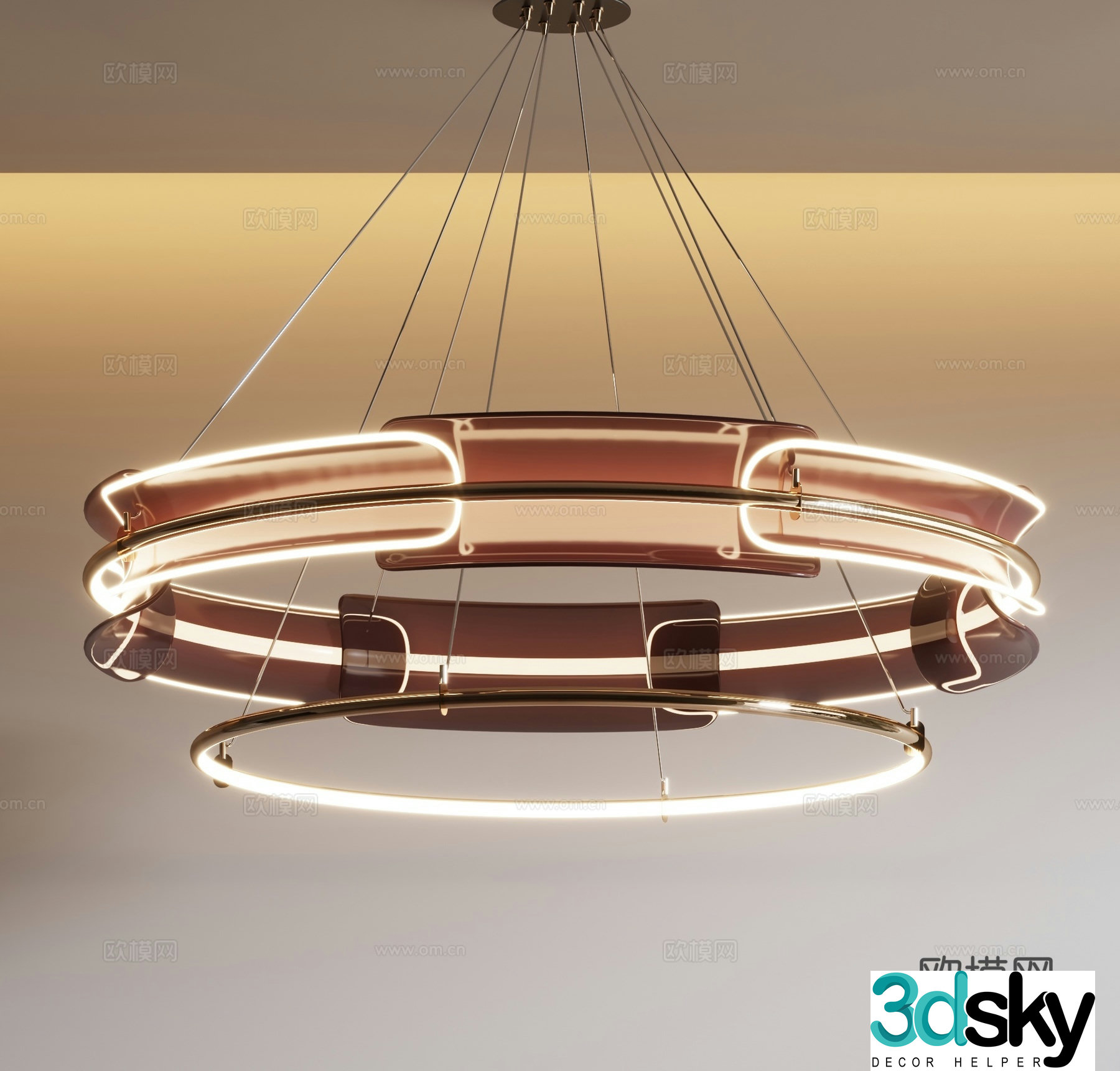New Chinese style ring chandelier 3d model