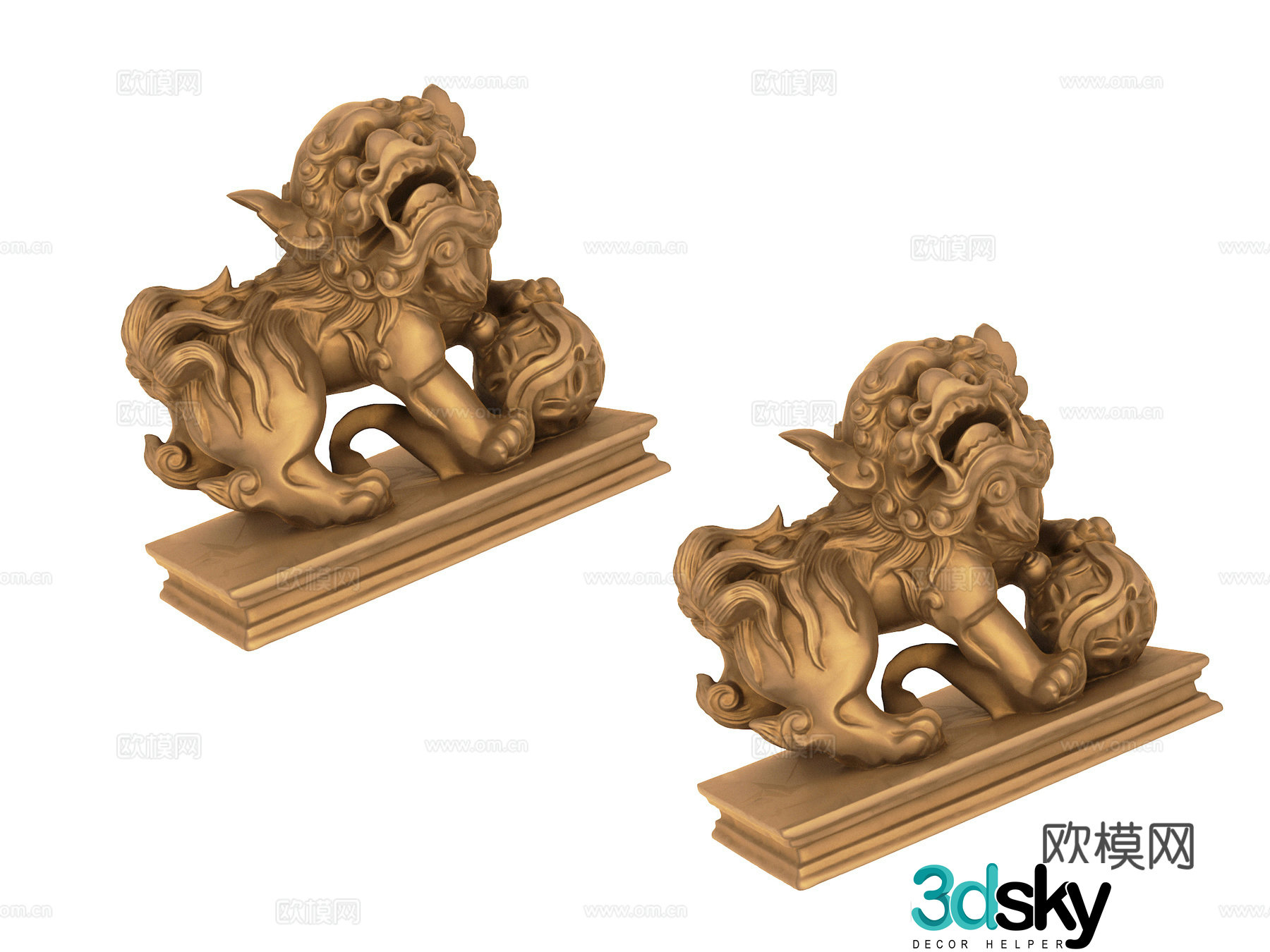 New Chinese sculpture lion sculpture 3d model