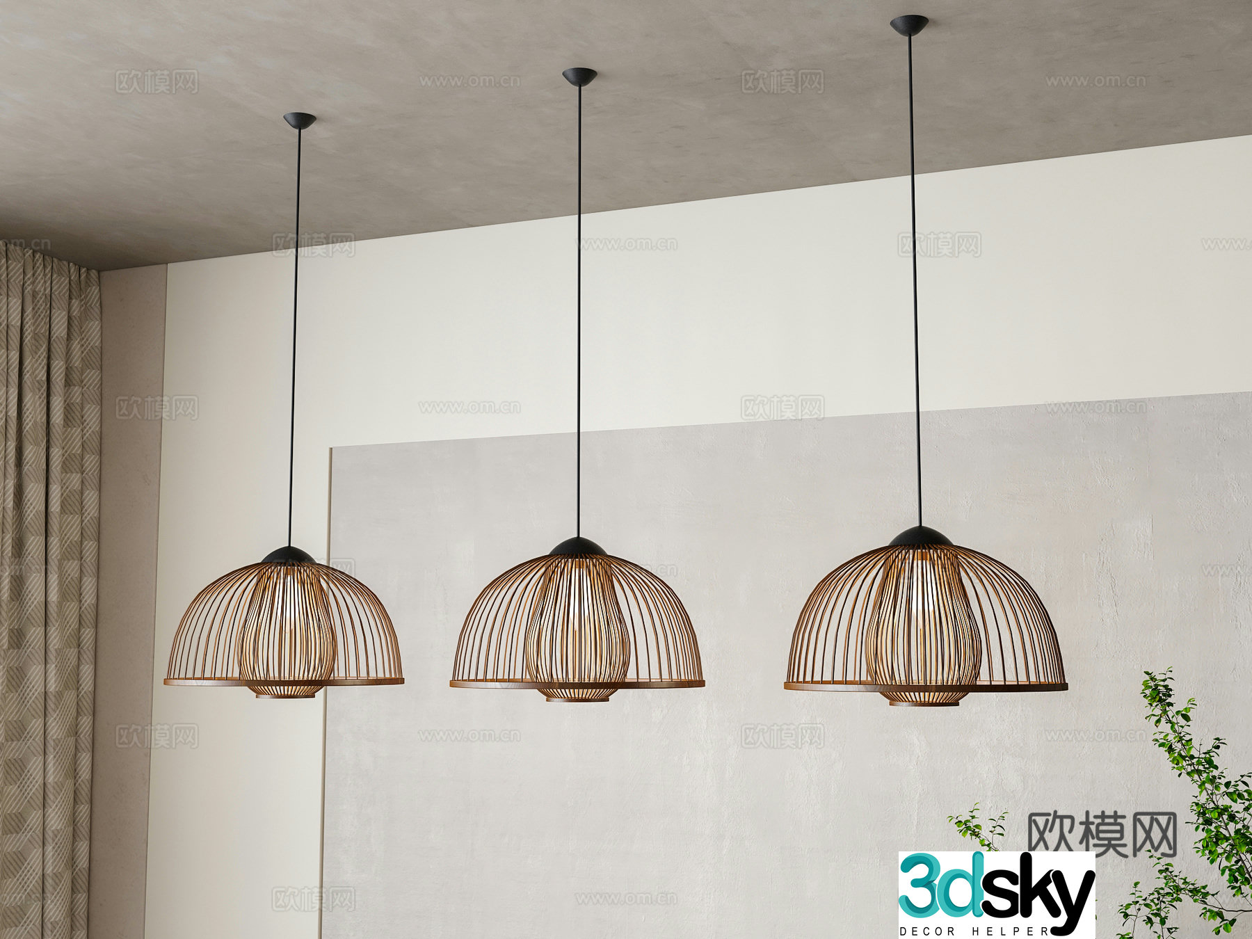 Wabi-sabi style chandelier 3d model