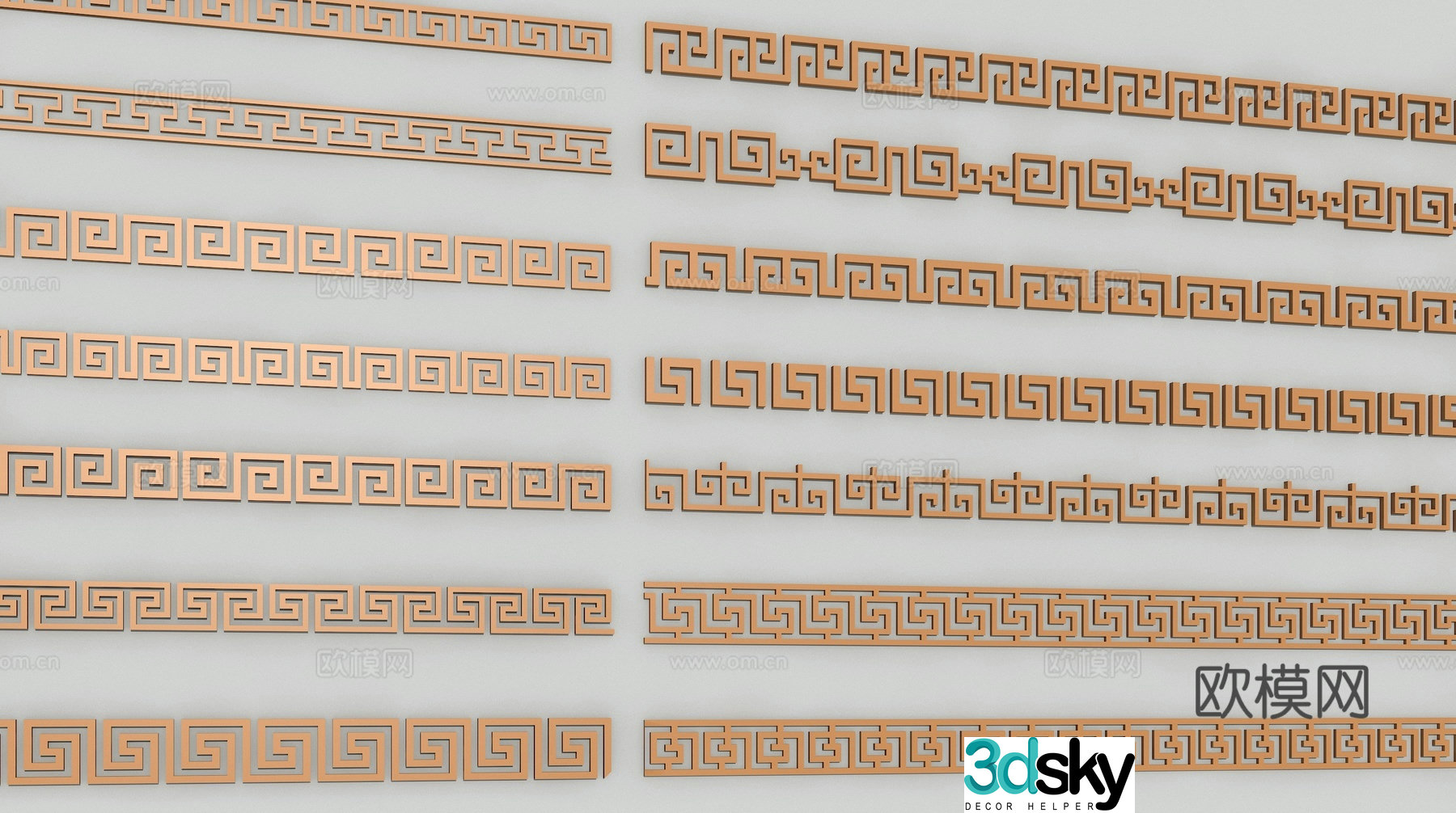 3d model of Chinese style fringe lines