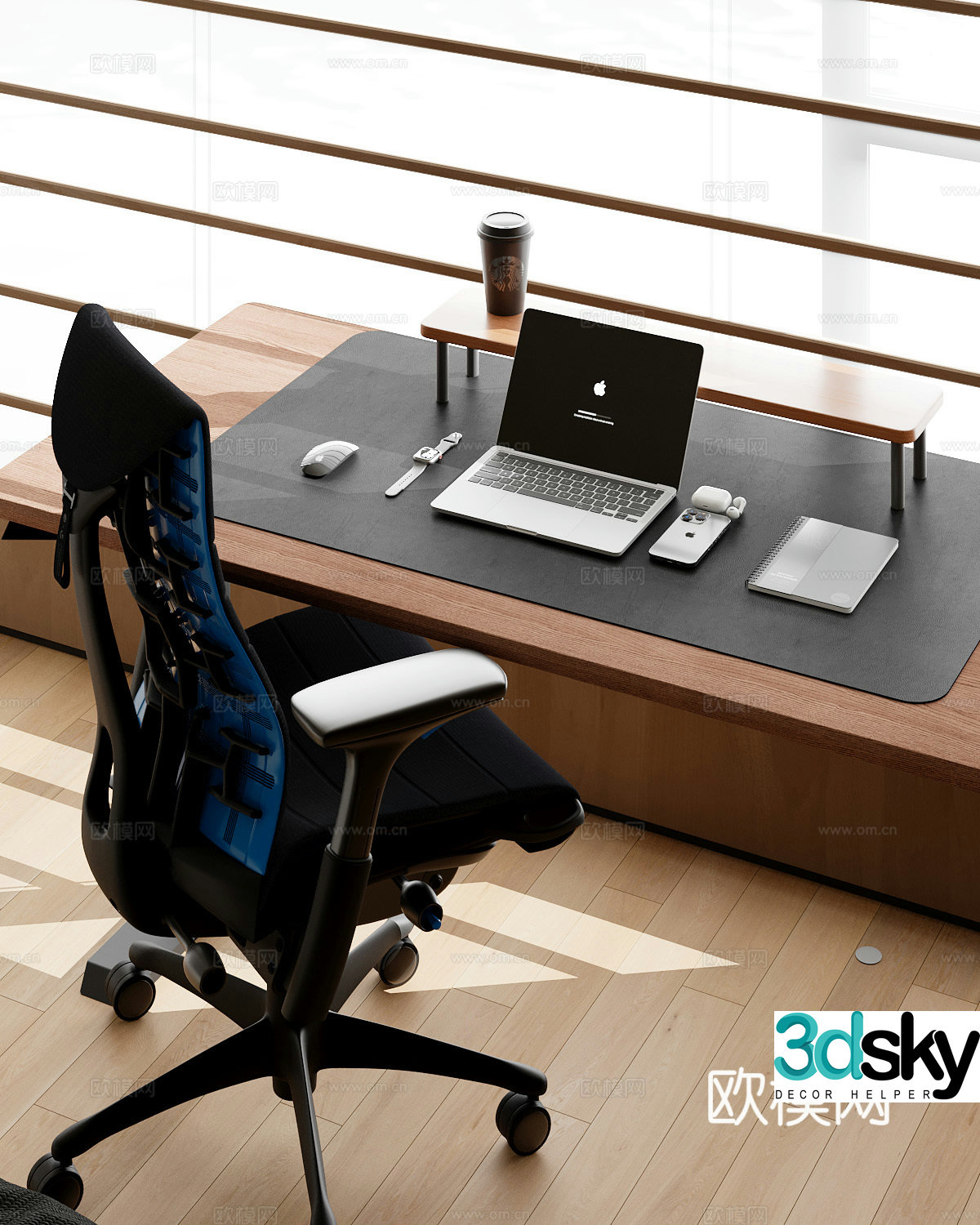 Modern desk writing desk computer desk 3d model