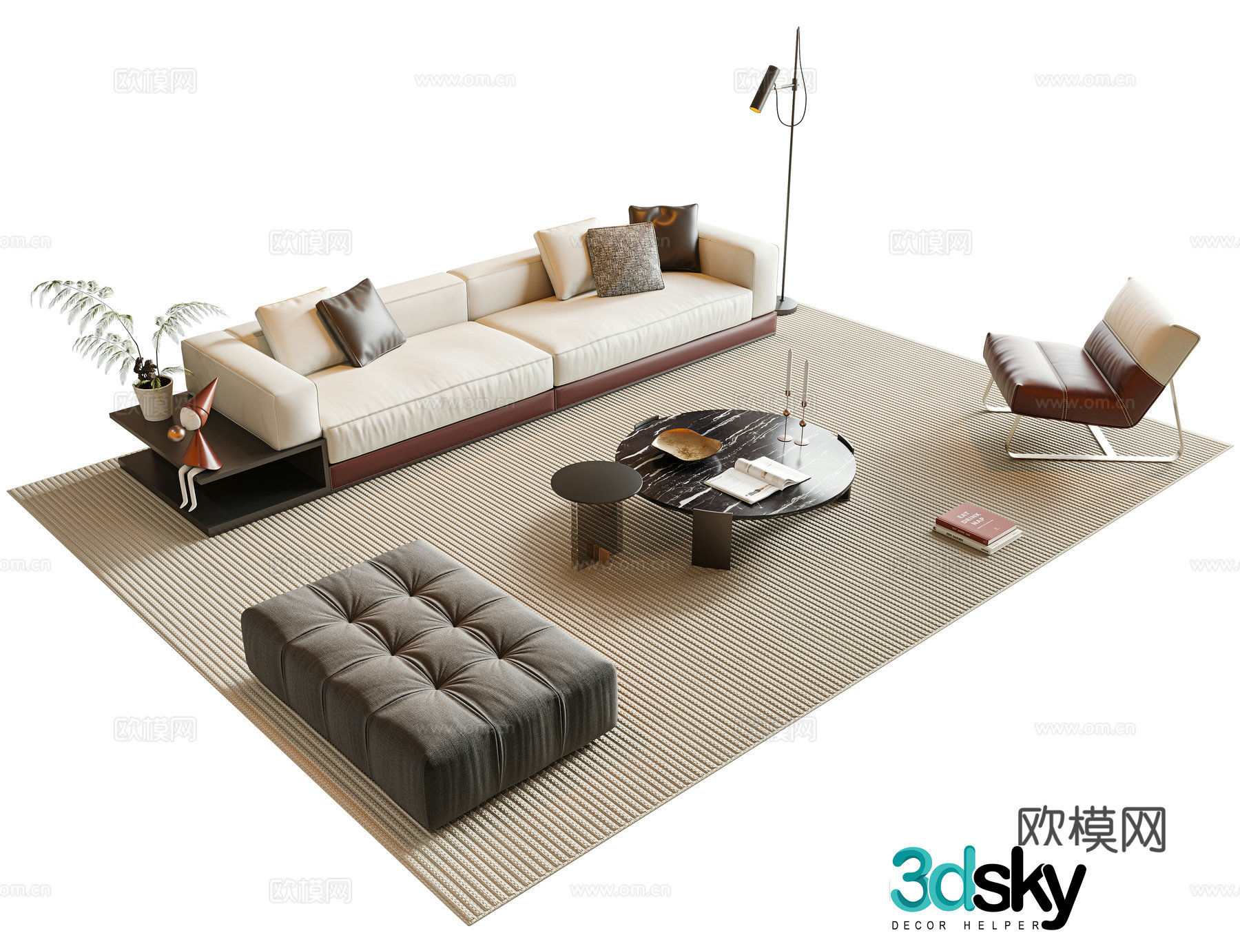 Italian sofa coffee table modular sofa 3d model