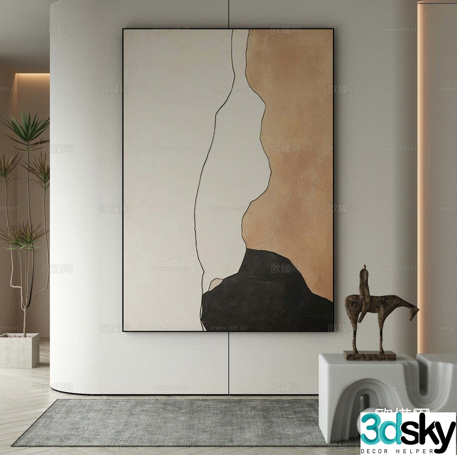 Modern decorative painting texture painting hanging painting 3d model