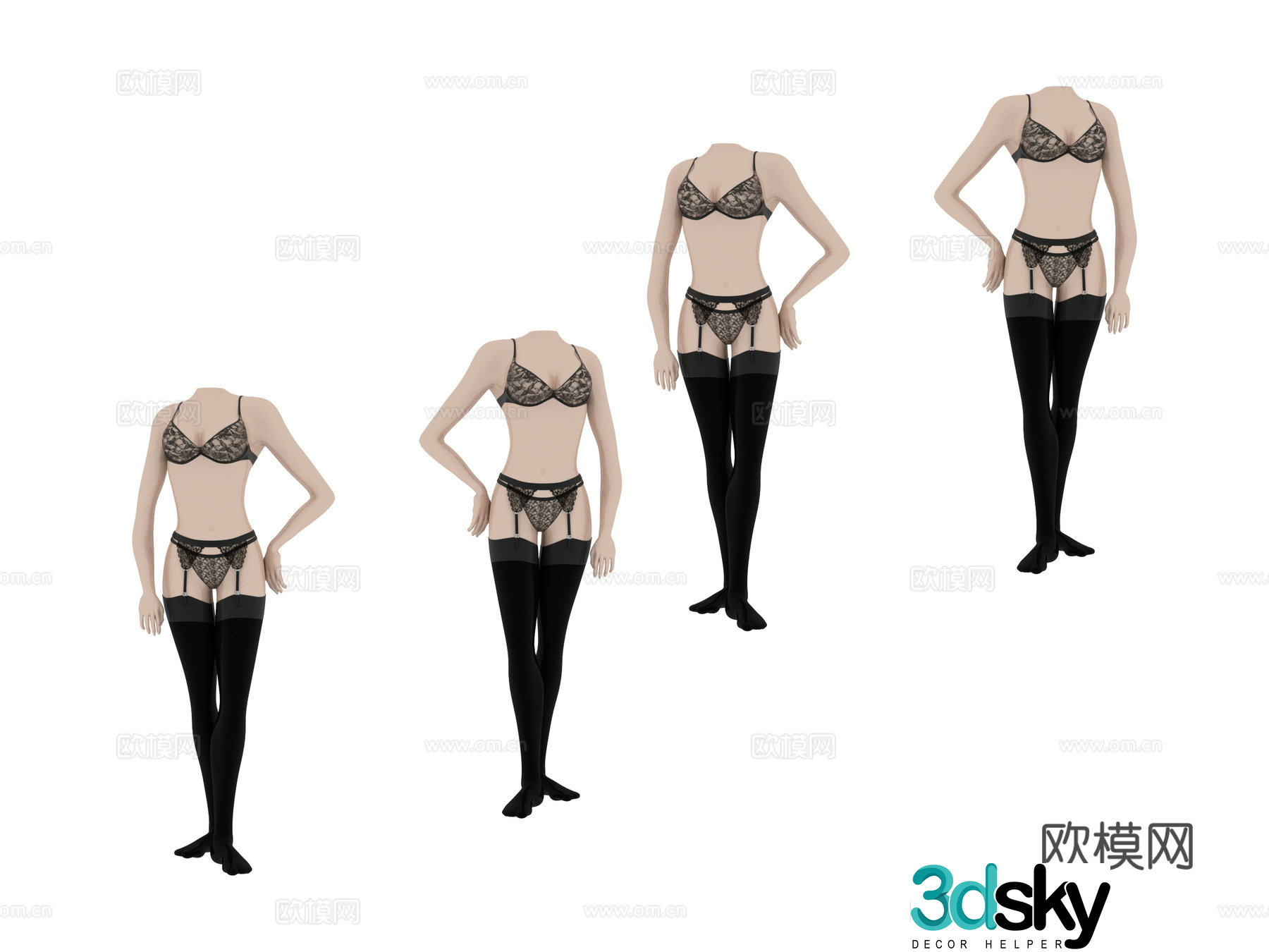 Clothing model underwear model 3d model