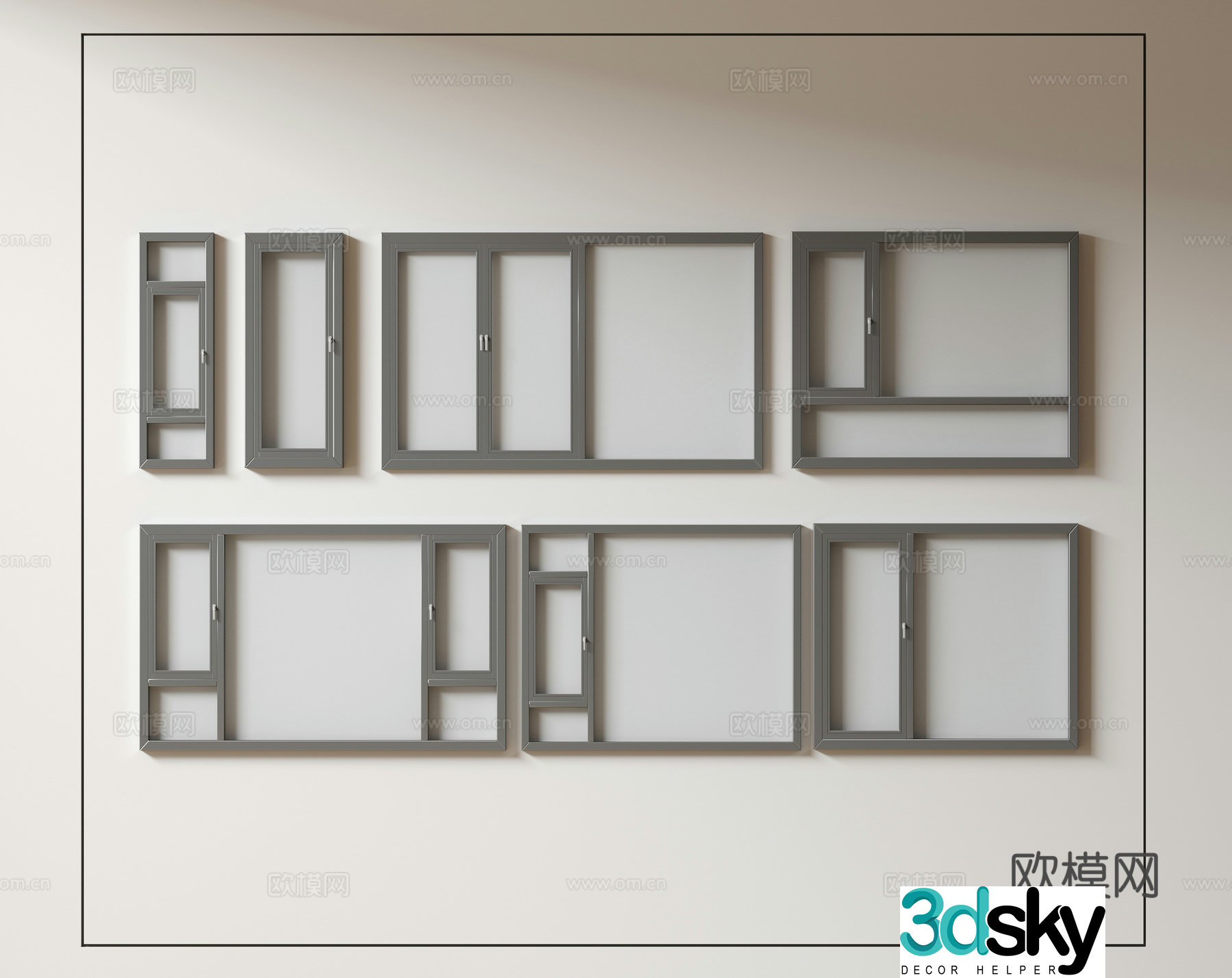 Modern windows floor-to-ceiling windows balcony windows bay windows bedroom windows sliding windows 3d model