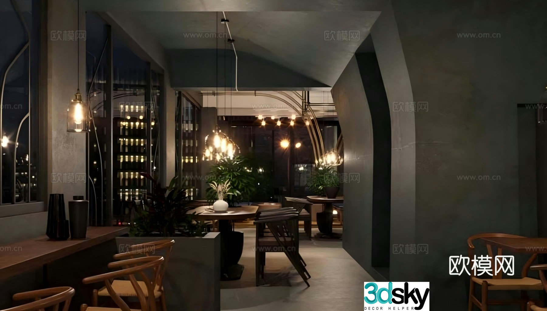 Wabi-sabi style cafe 3d model