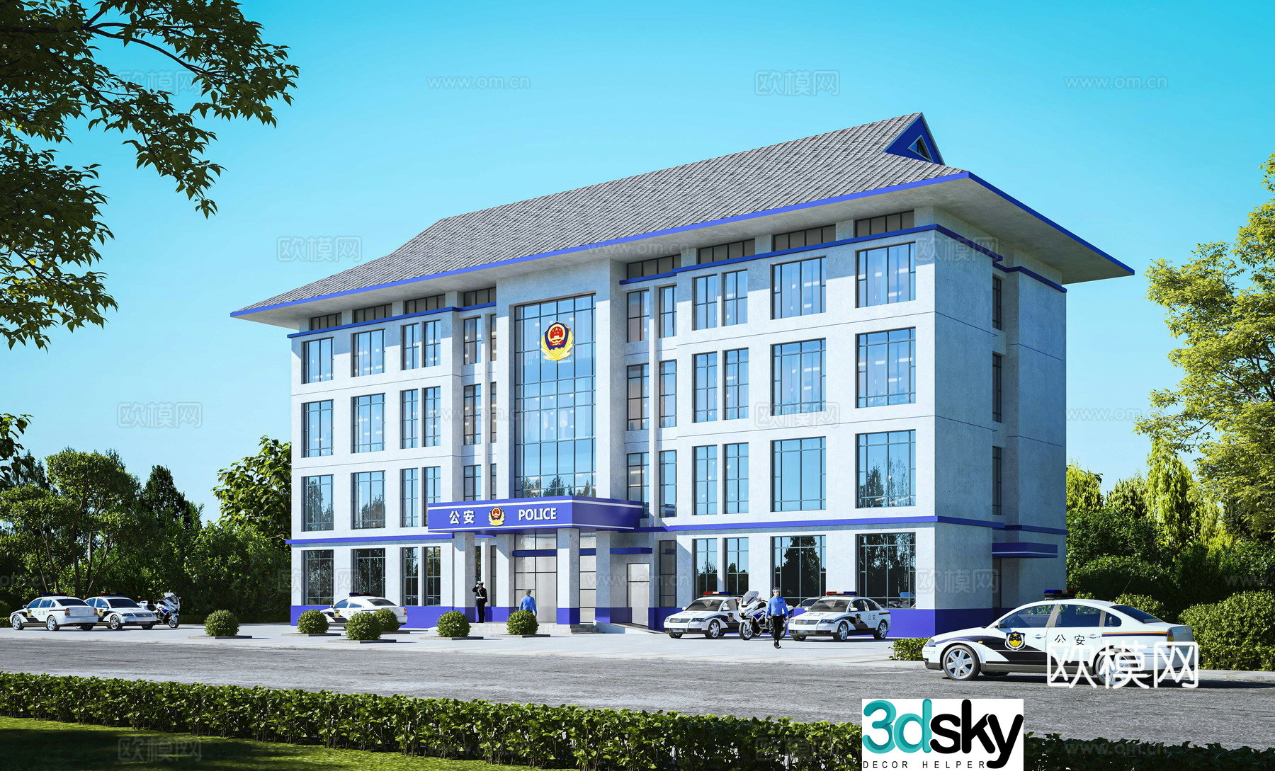 New Chinese style police station appearance 3D model