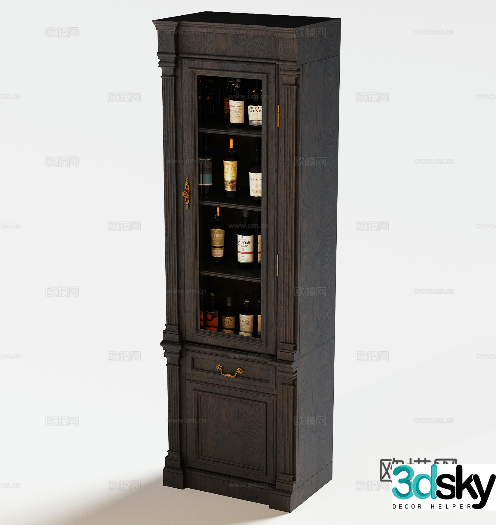 American wine cabinet 3d model