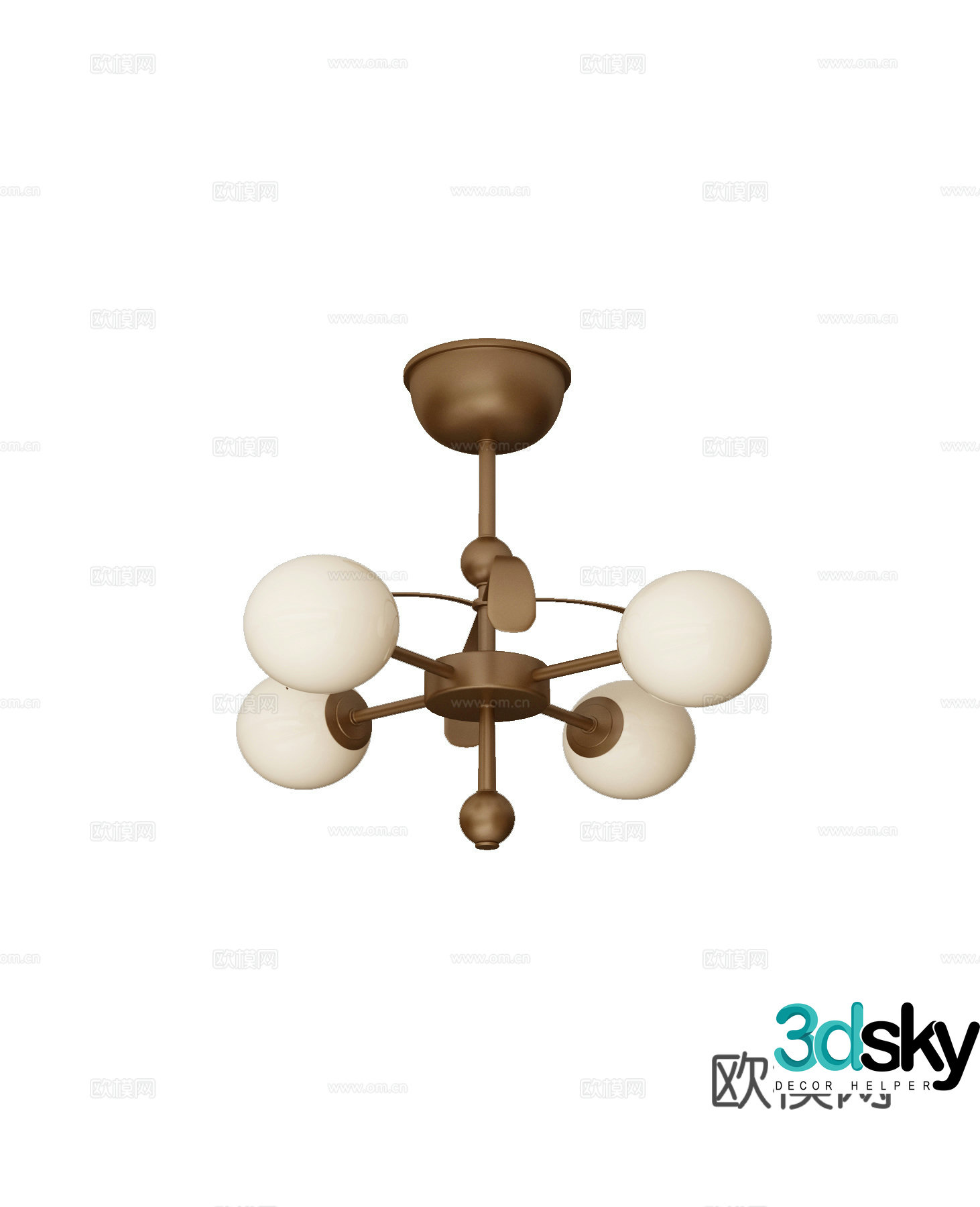 French multi-head chandelier 3d model