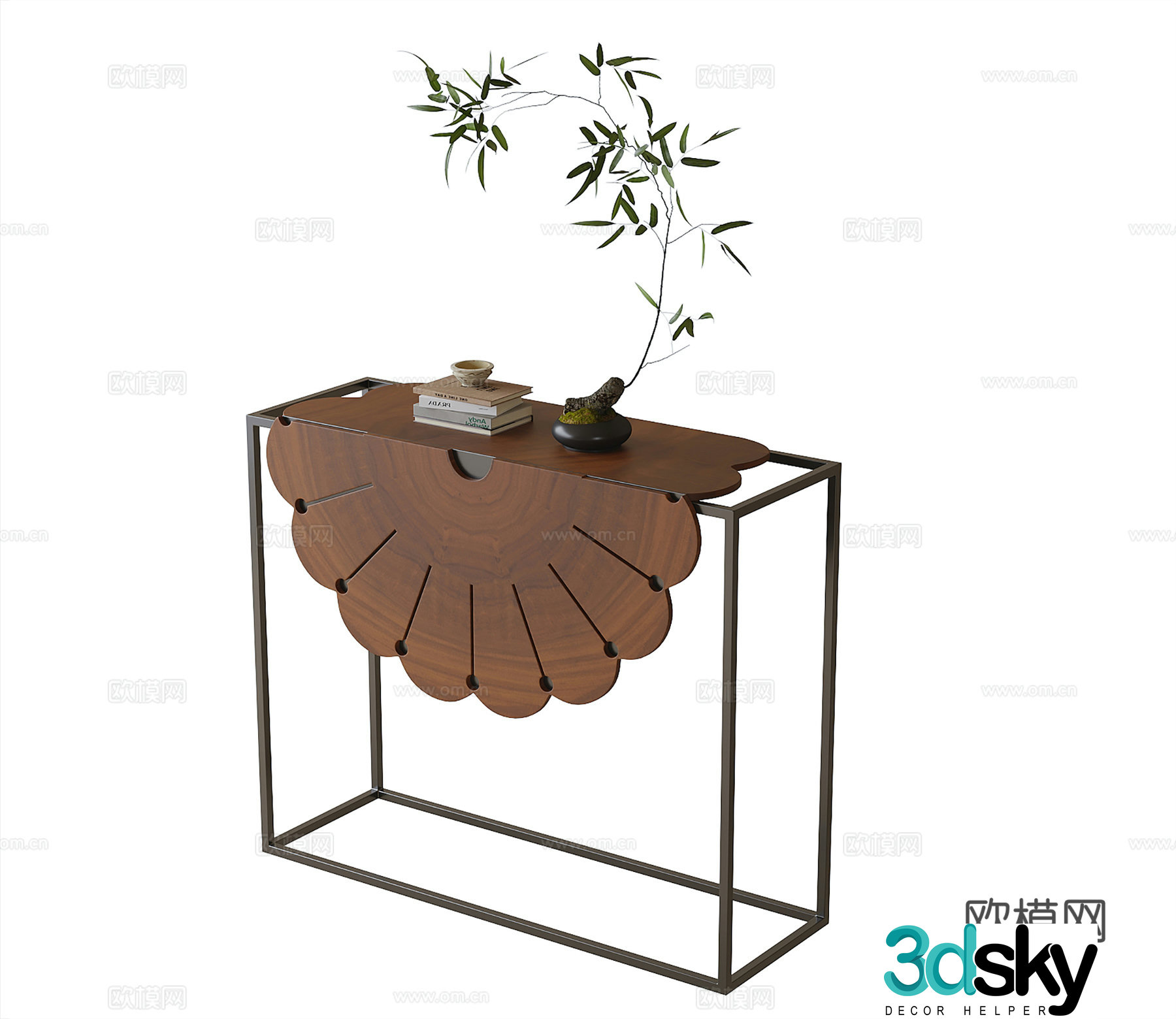 Modern end view desk entrance cabinet 3D model