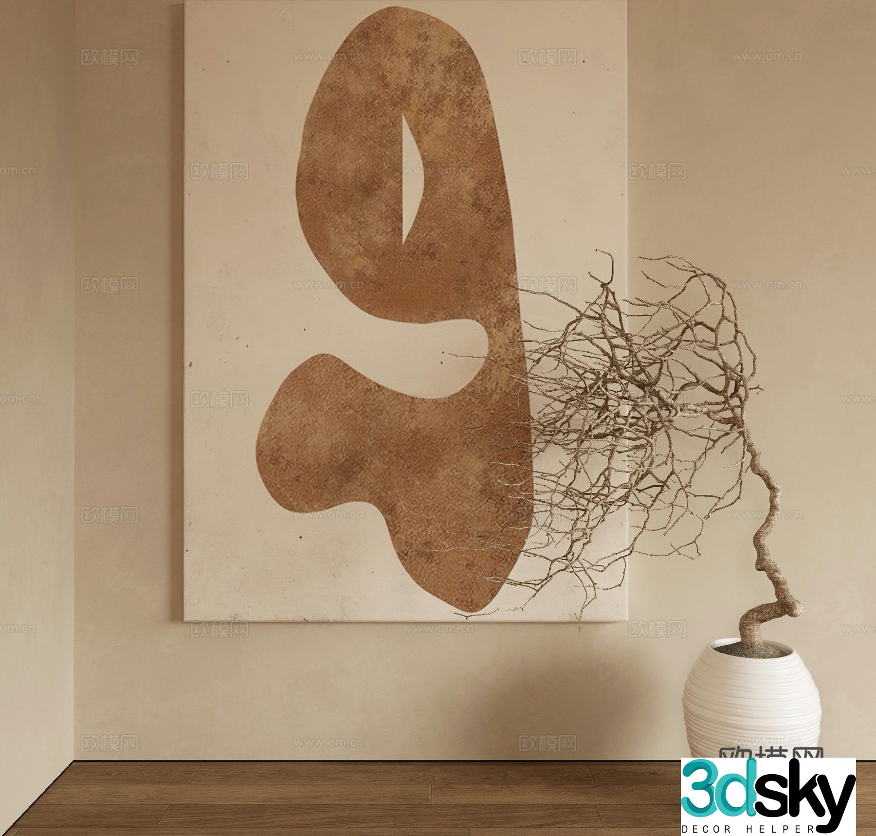 Modern texture painting decorative painting 3d model