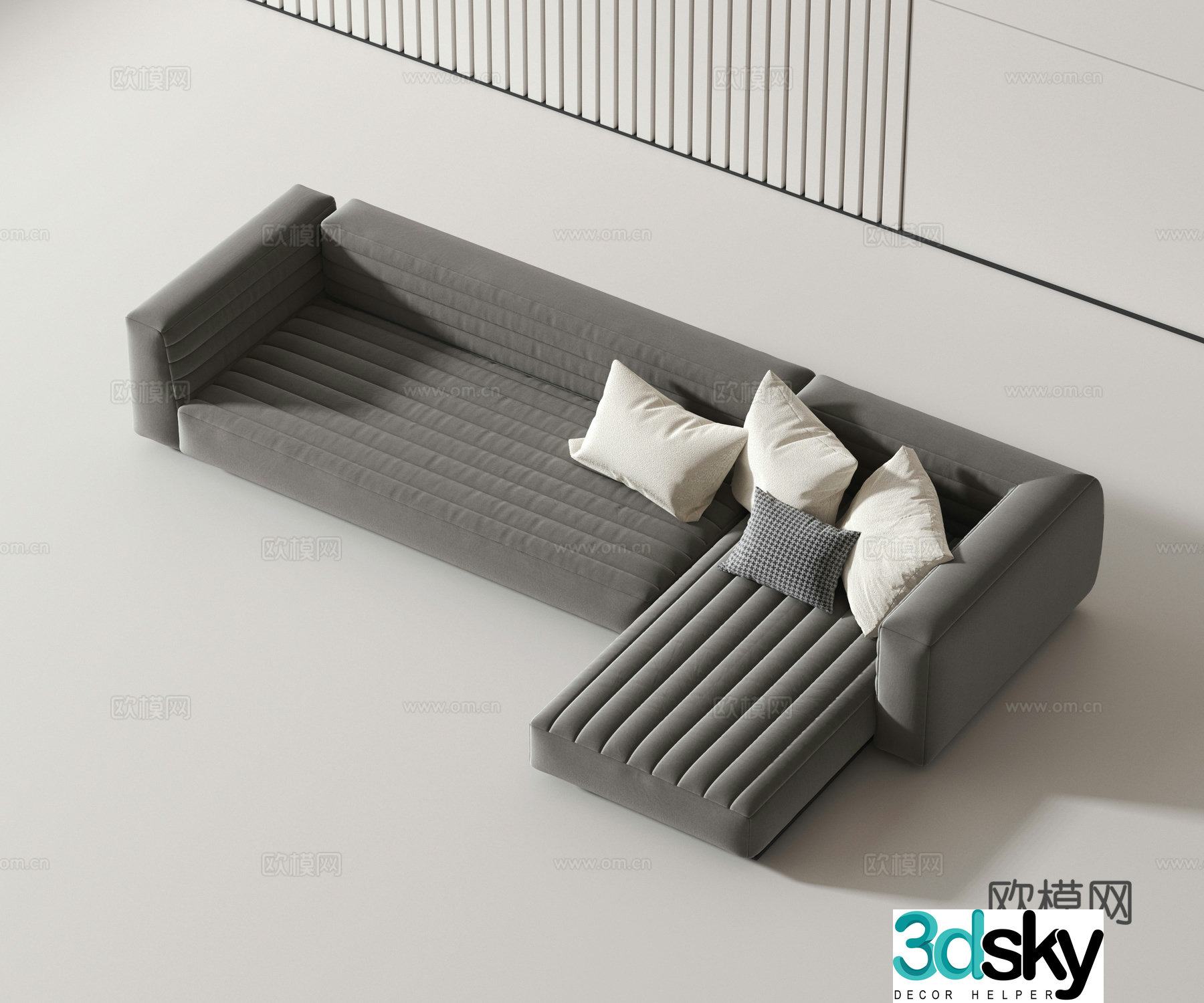 Modern corner sofa multi-person sofa 3d model