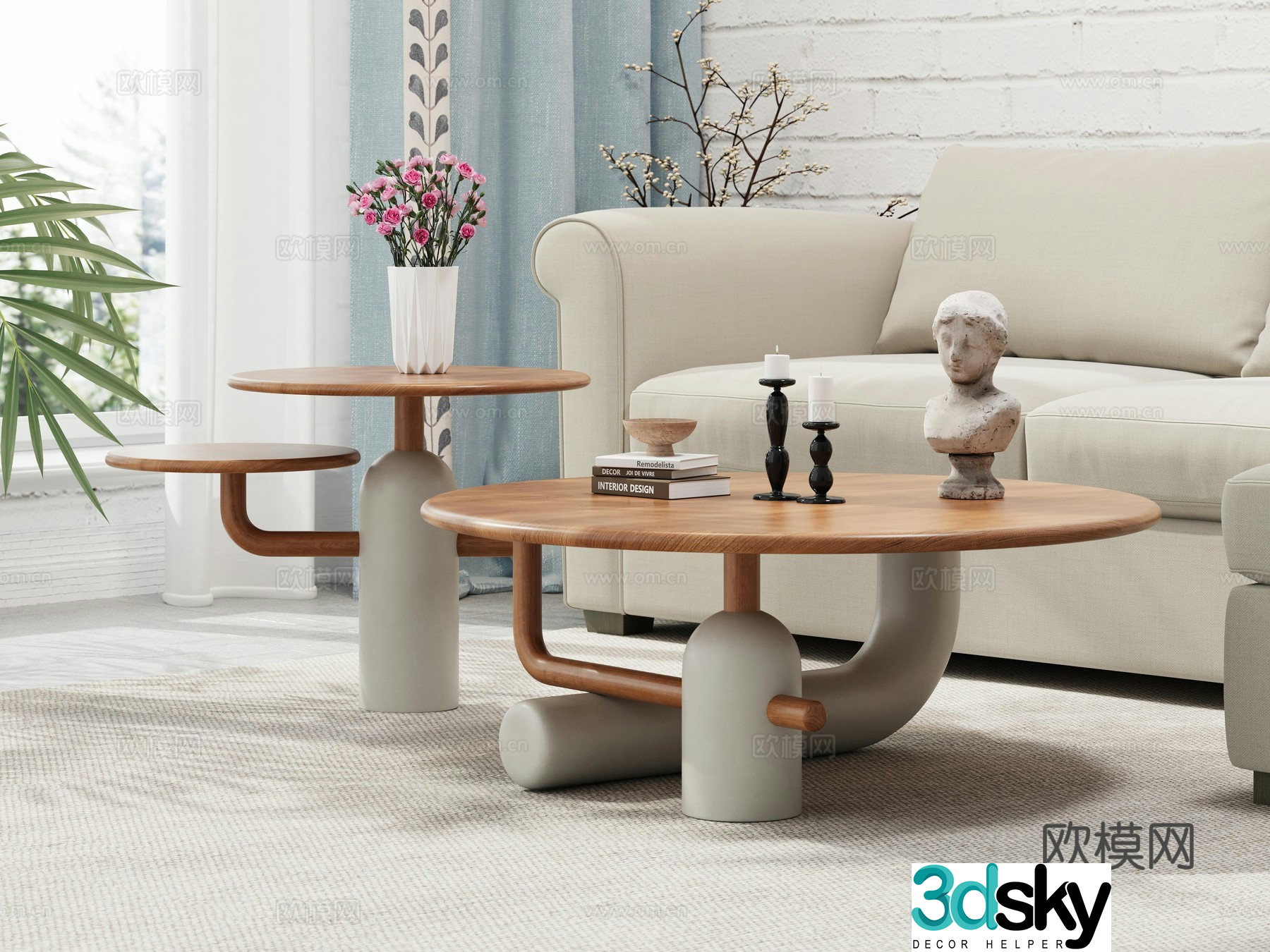 Medieval style round coffee table creative shape coffee table 3d model