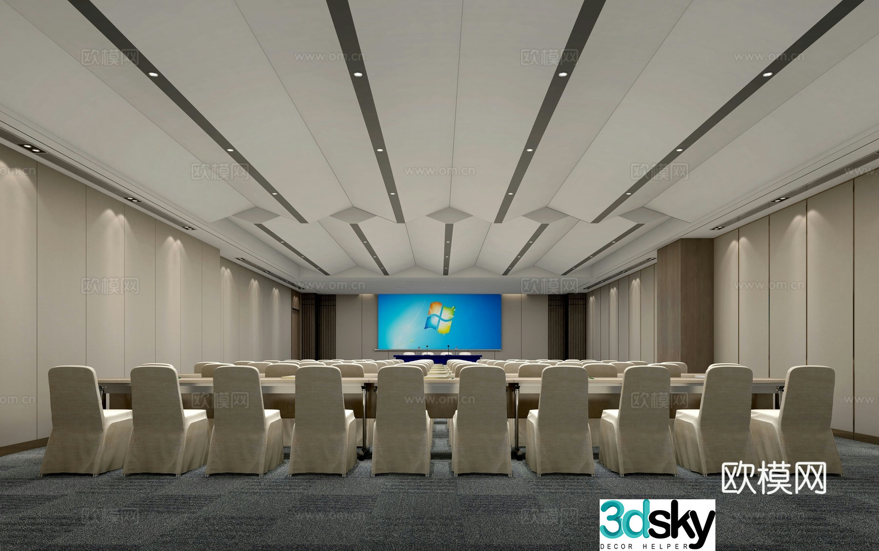 Modern hotel banquet hall lecture hall conference room 3d model