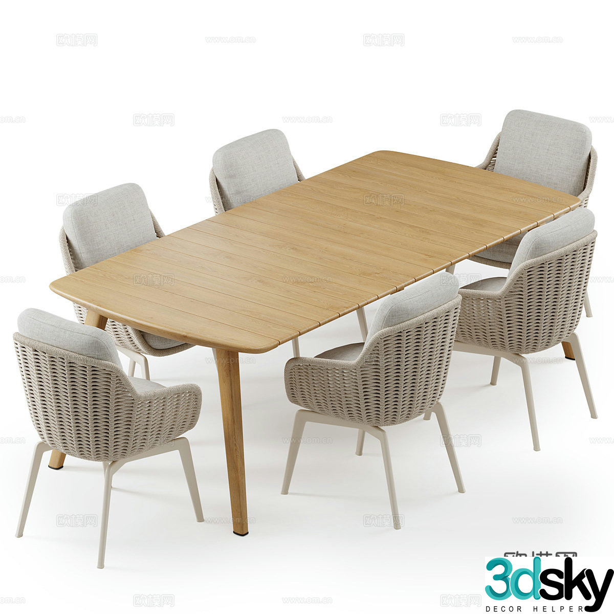 Outdoor dining table and chairs 3d model