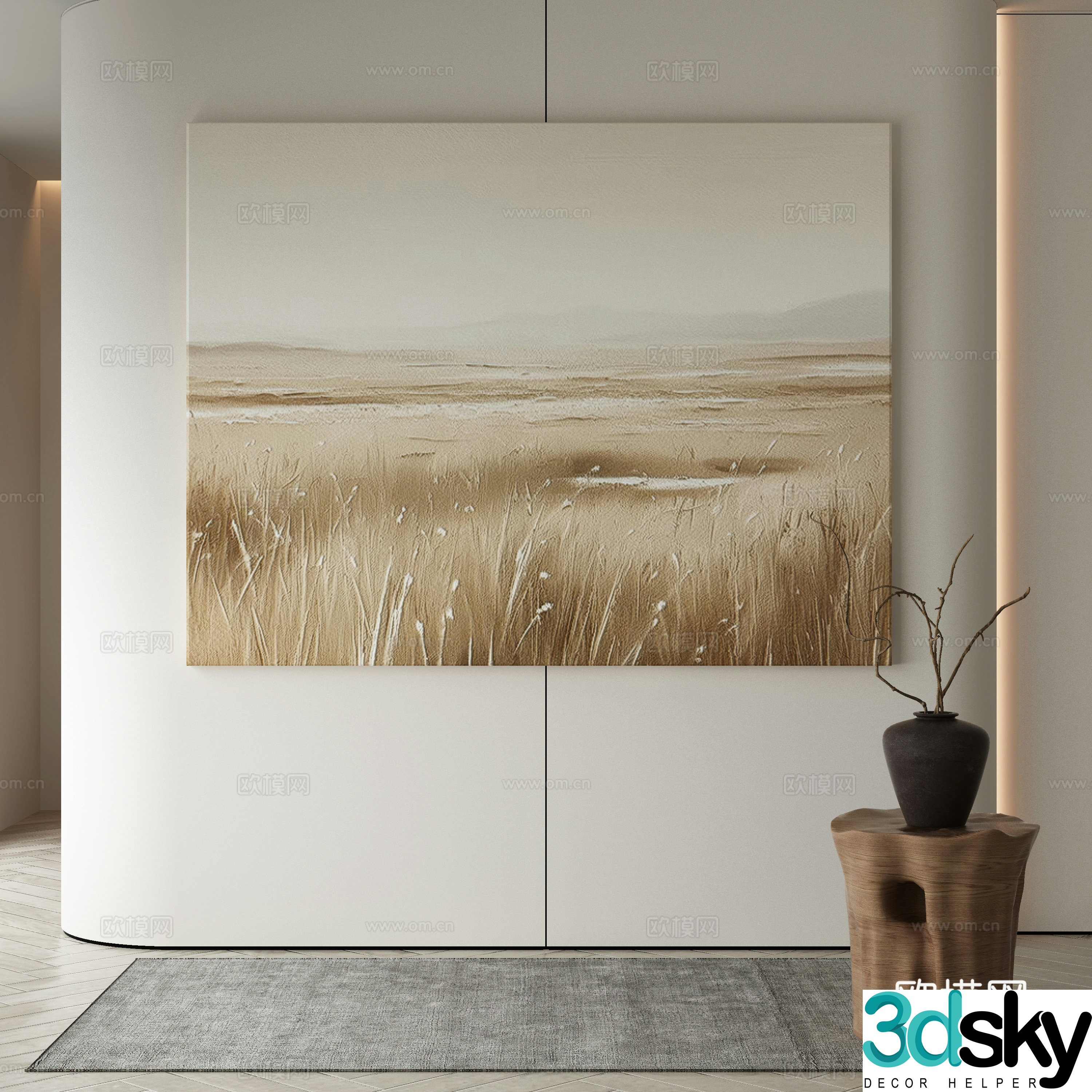 Modern decorative painting texture painting hanging painting 3d model
