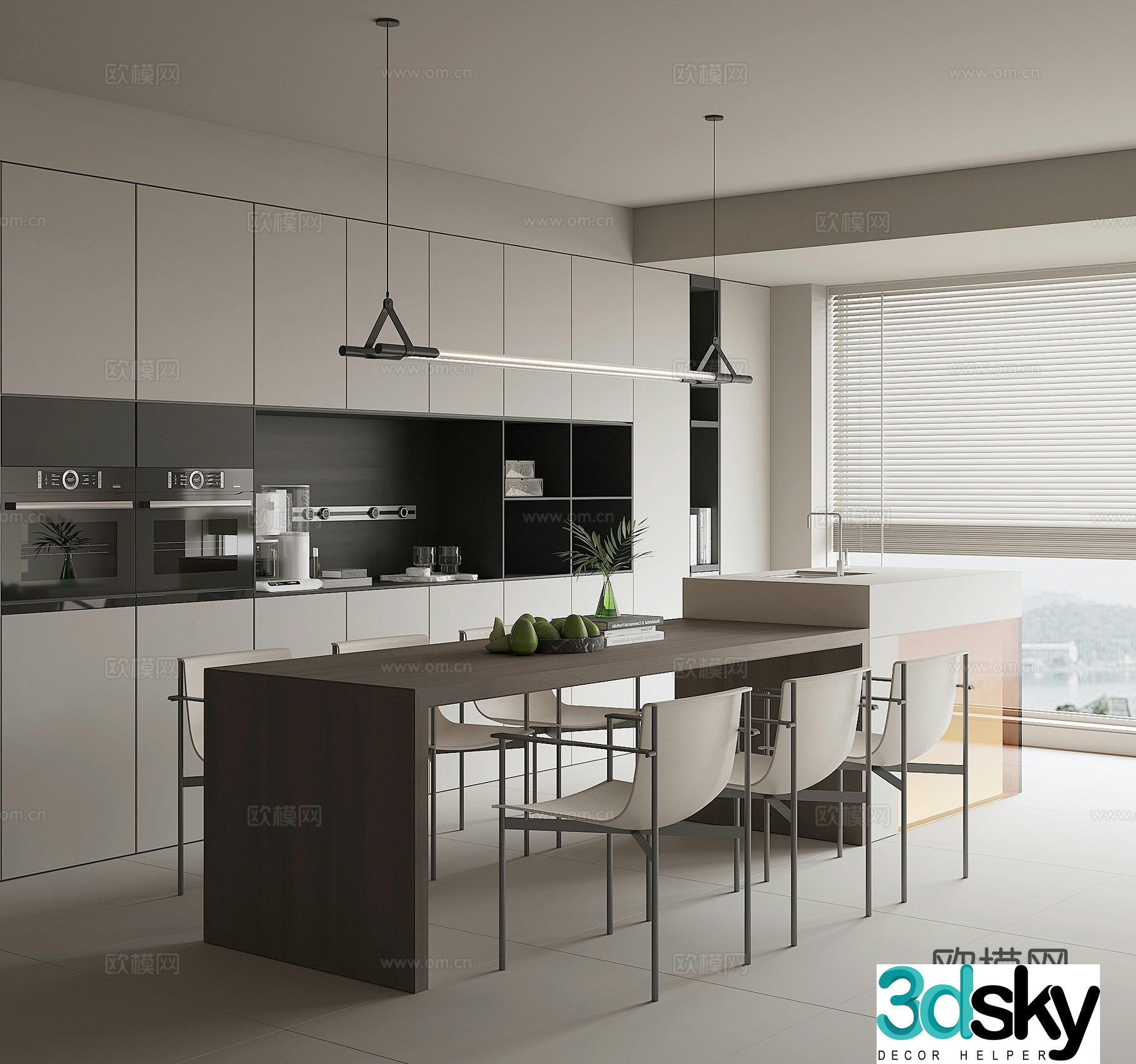Modern island restaurant 3d model
