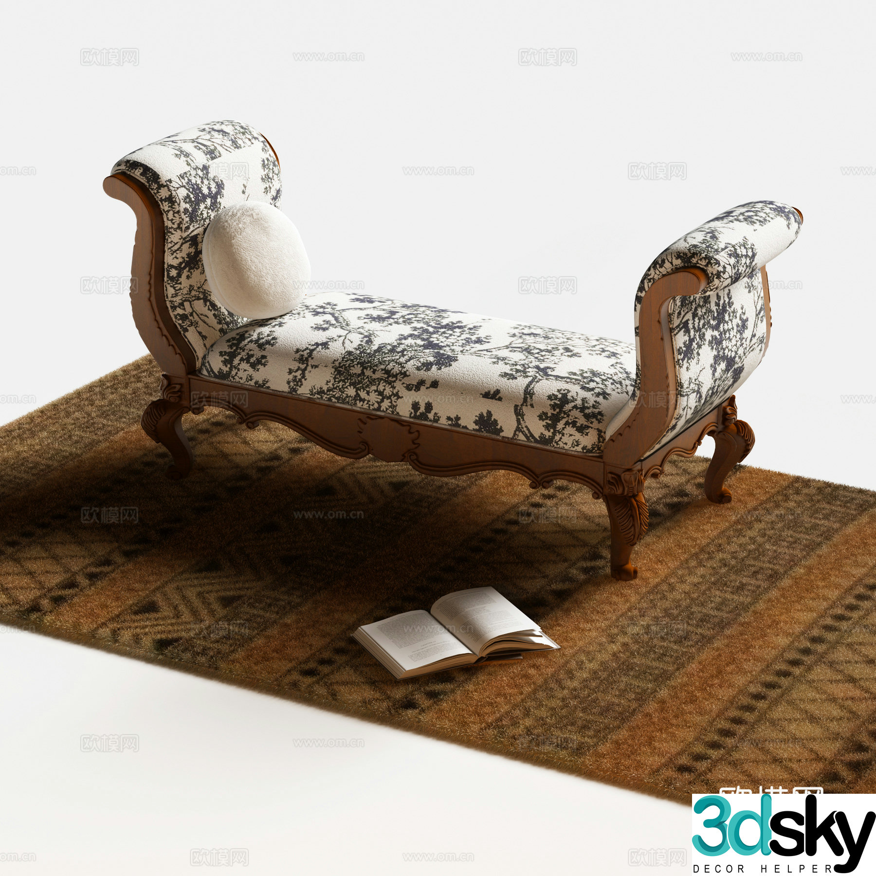 American footrest bed sofa sofa 3d model