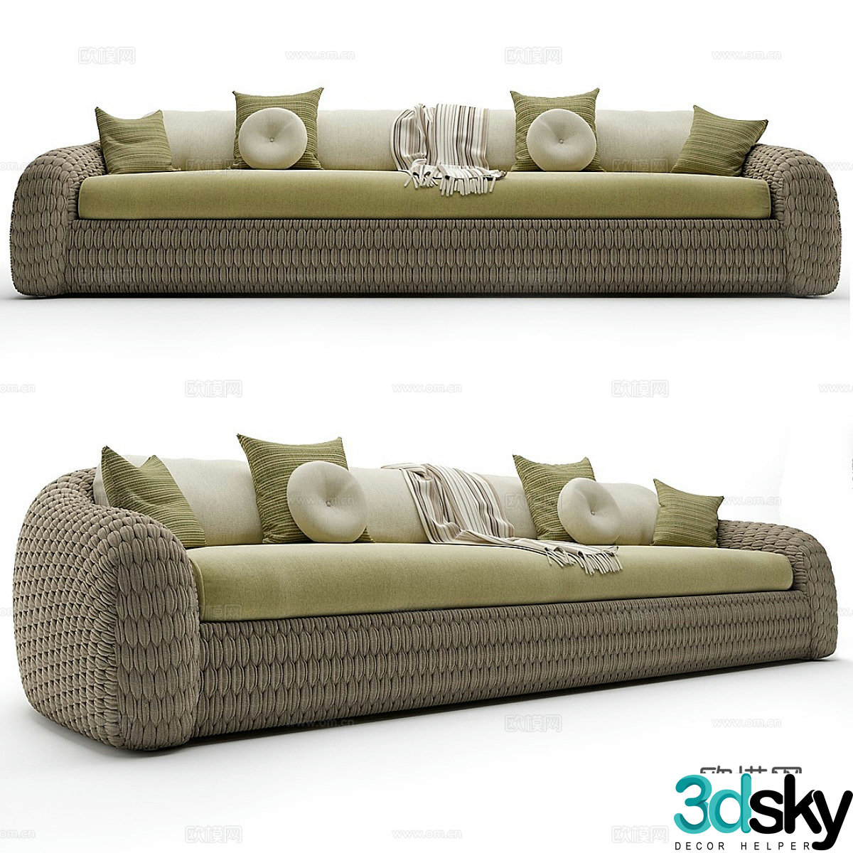 Southeast Asian outdoor sofa three-seat sofa 3d model
