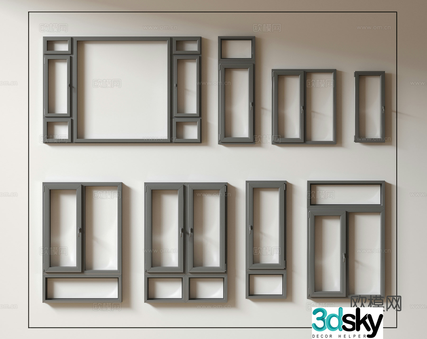 Modern windows floor-to-ceiling windows balcony windows bay windows bedroom windows sliding windows 3d model