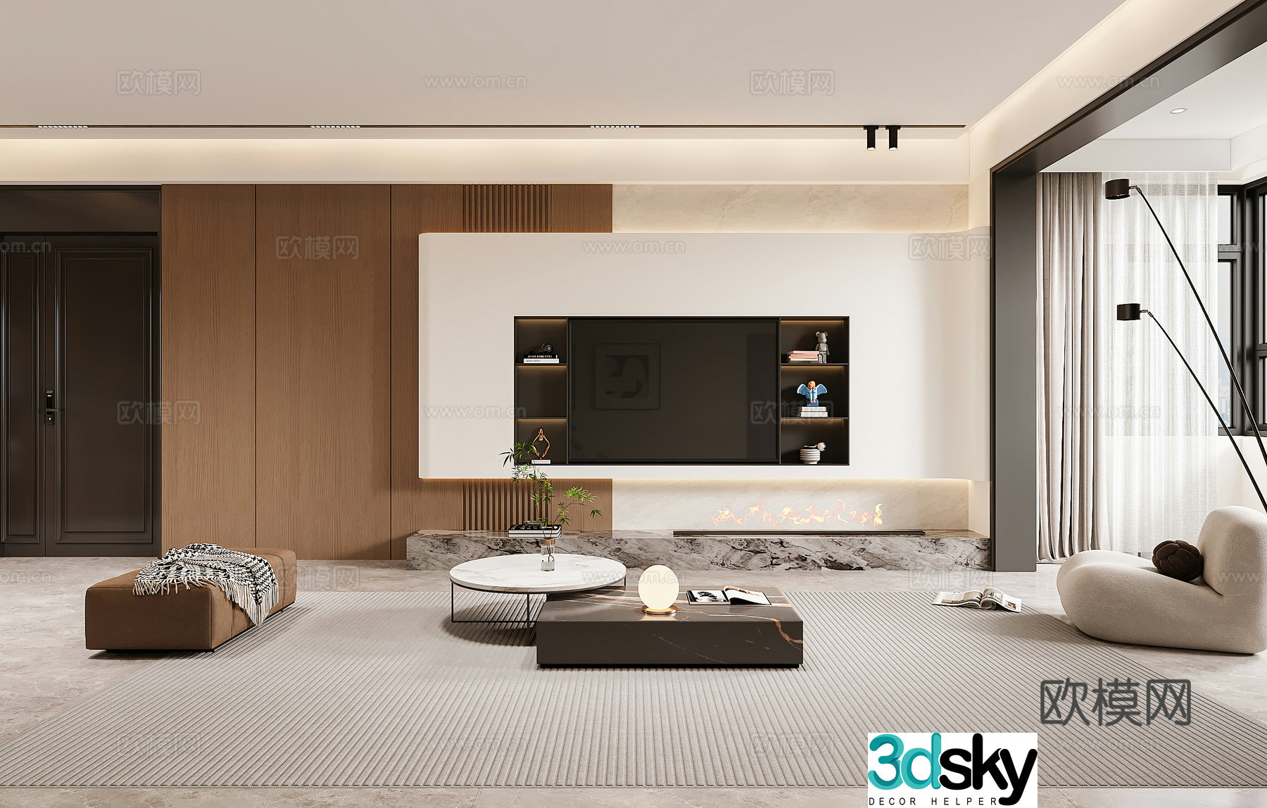 Modern TV wall TV background 3d model
