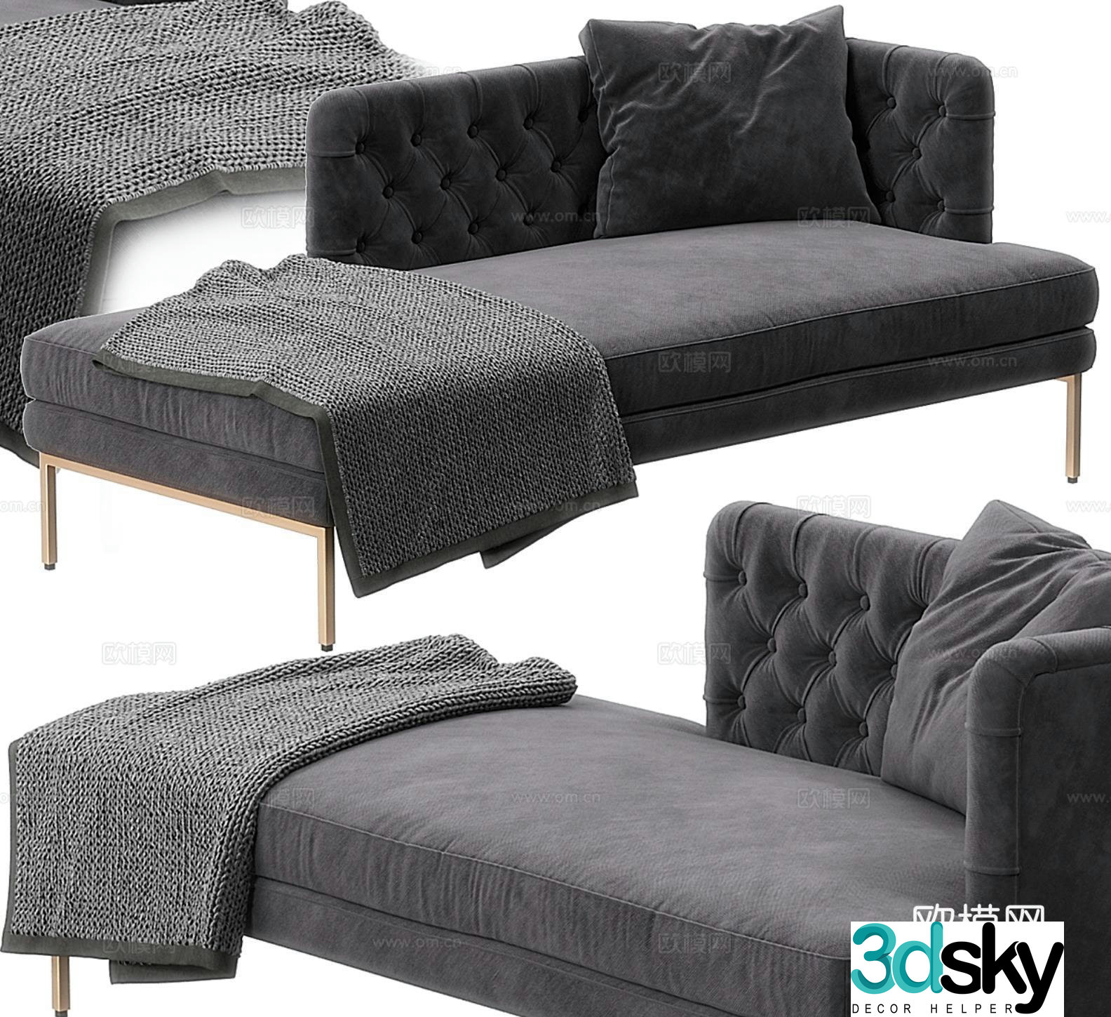 Italian style chaise longue chaise longue sofa 3d model