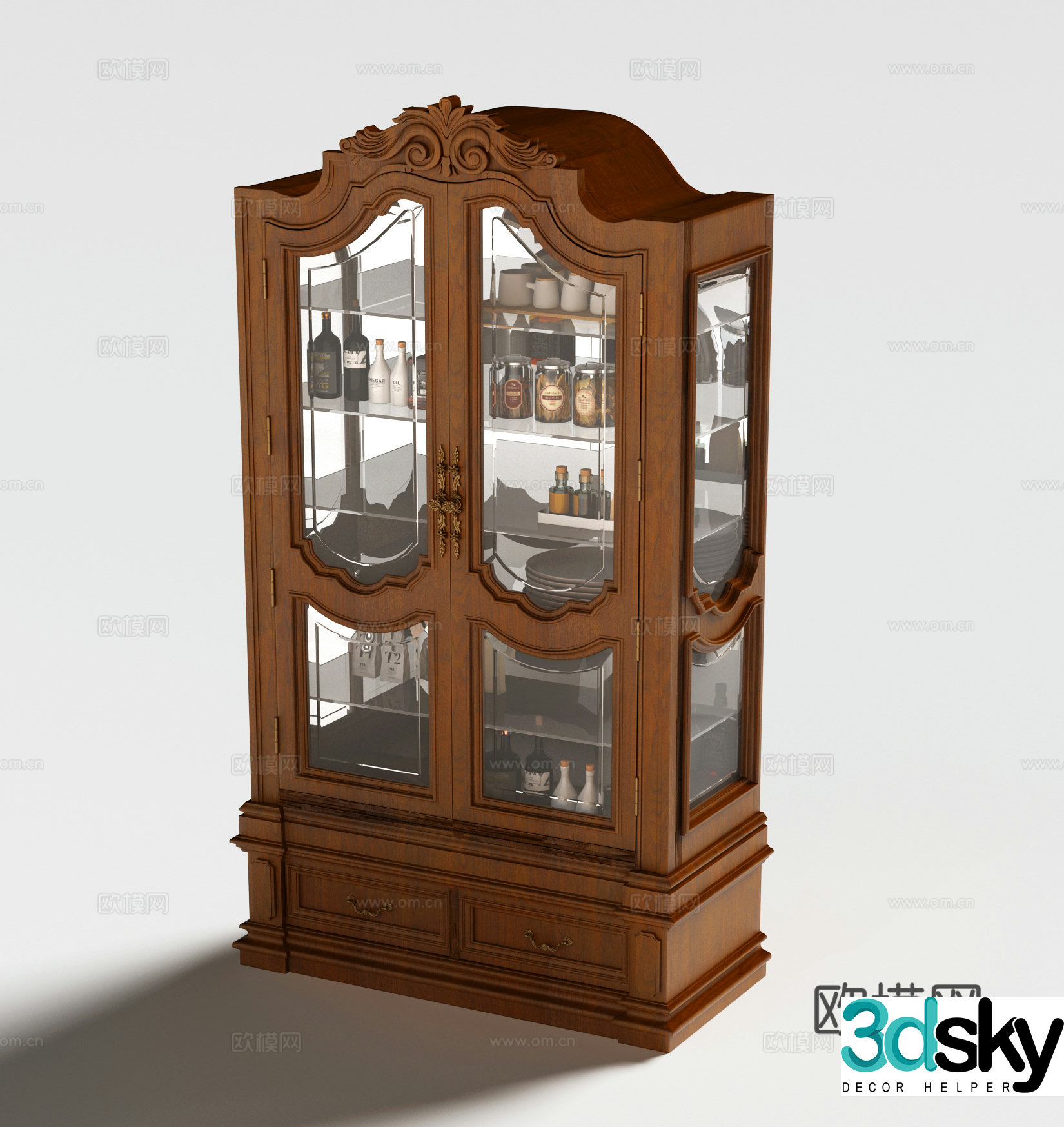 American wine cabinet 3d model