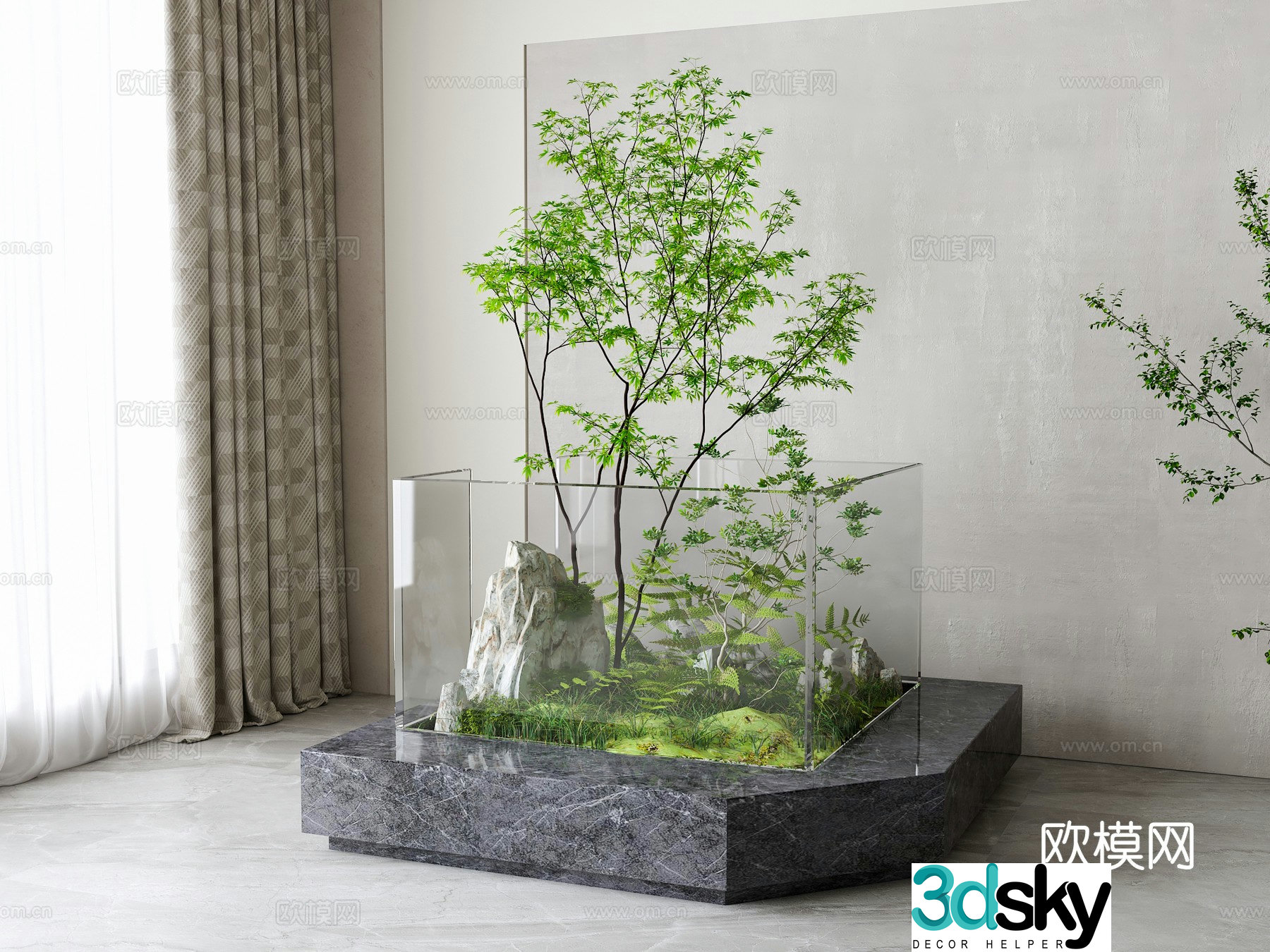 Modern green plant landscaping 3D model