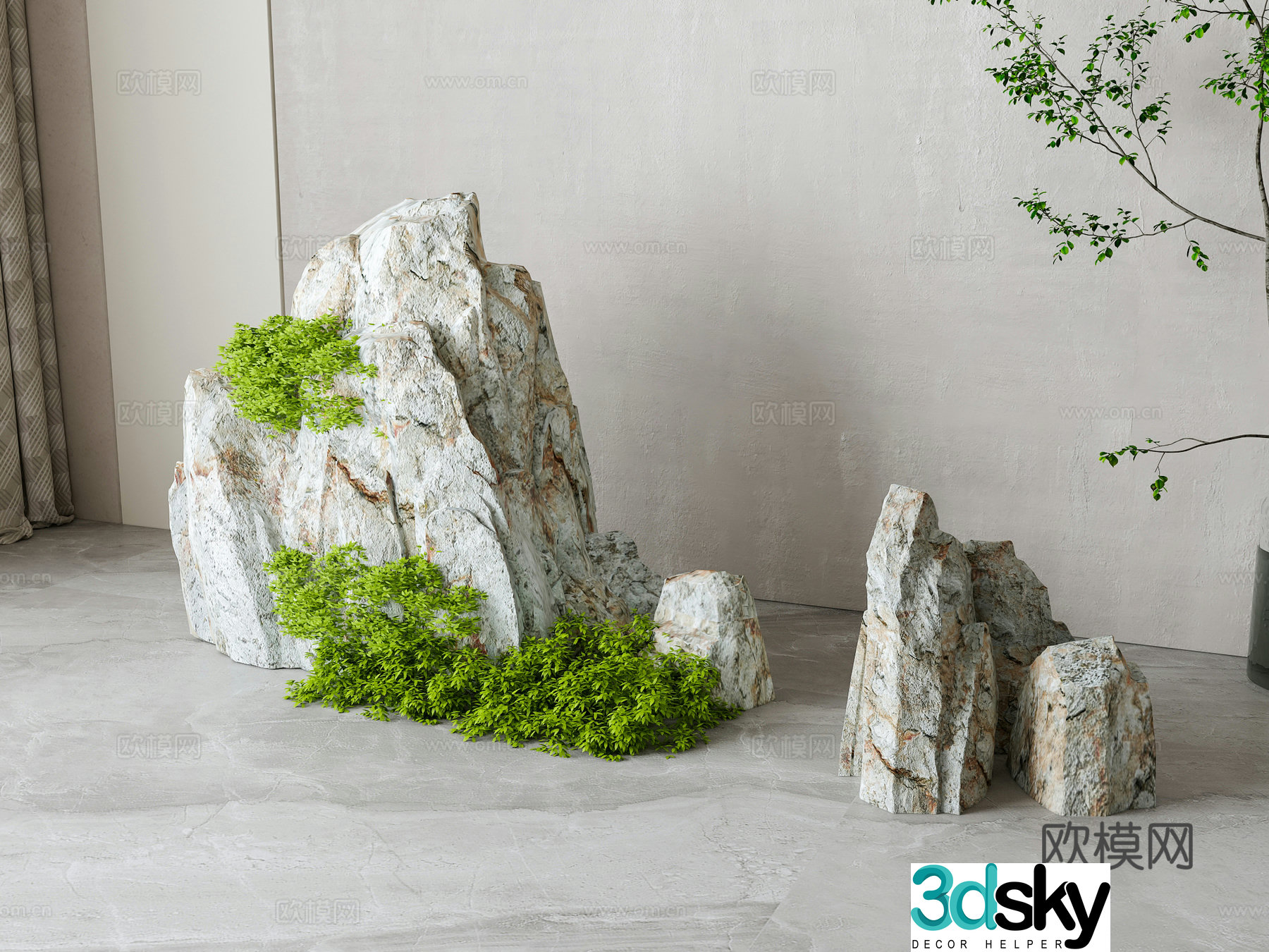 New Chinese style stone rockery 3D model