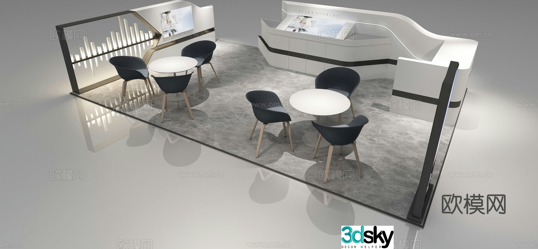 Modern exhibition mall real estate booth 3d model