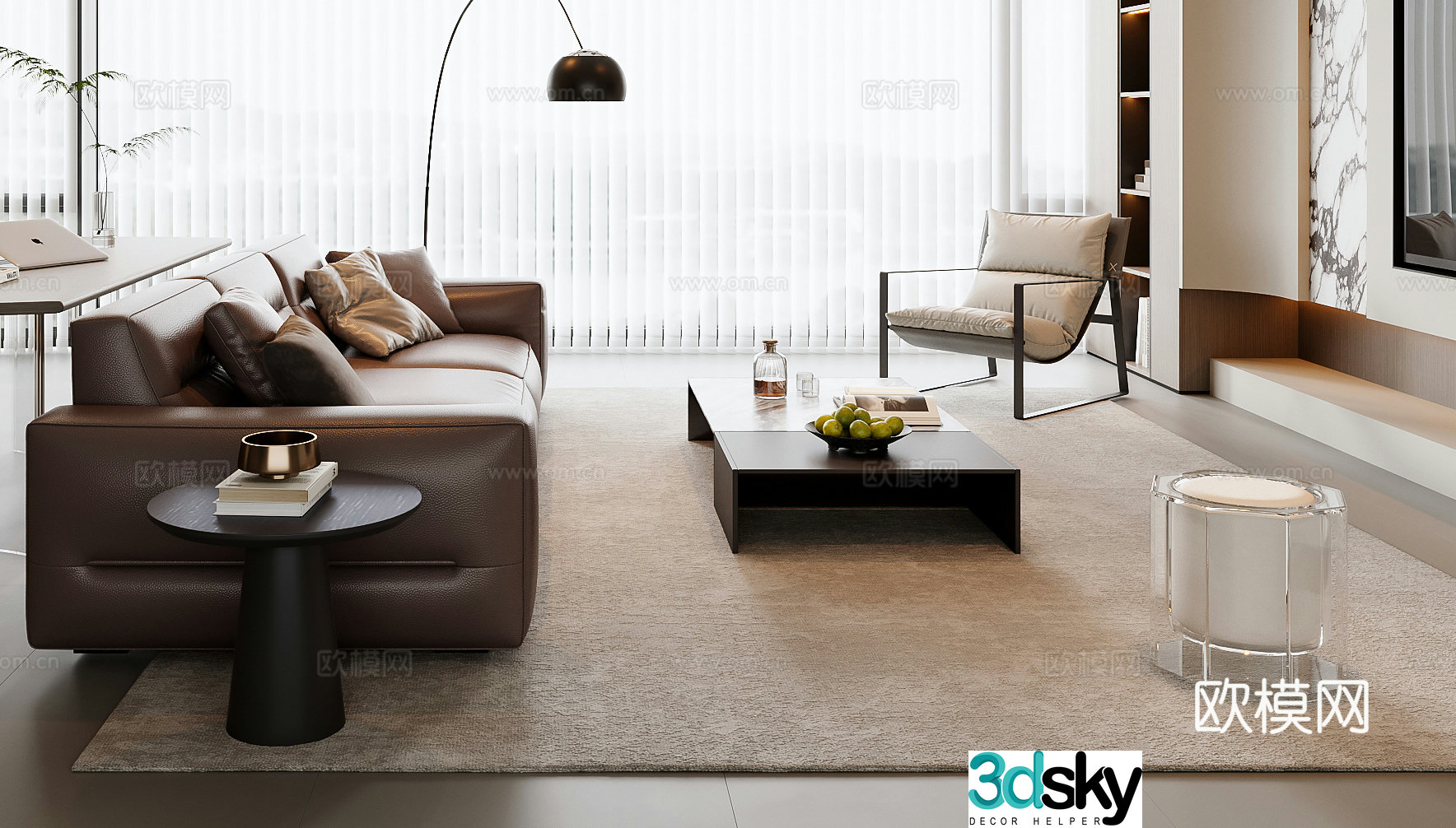 Italian sectional sofa 3d model