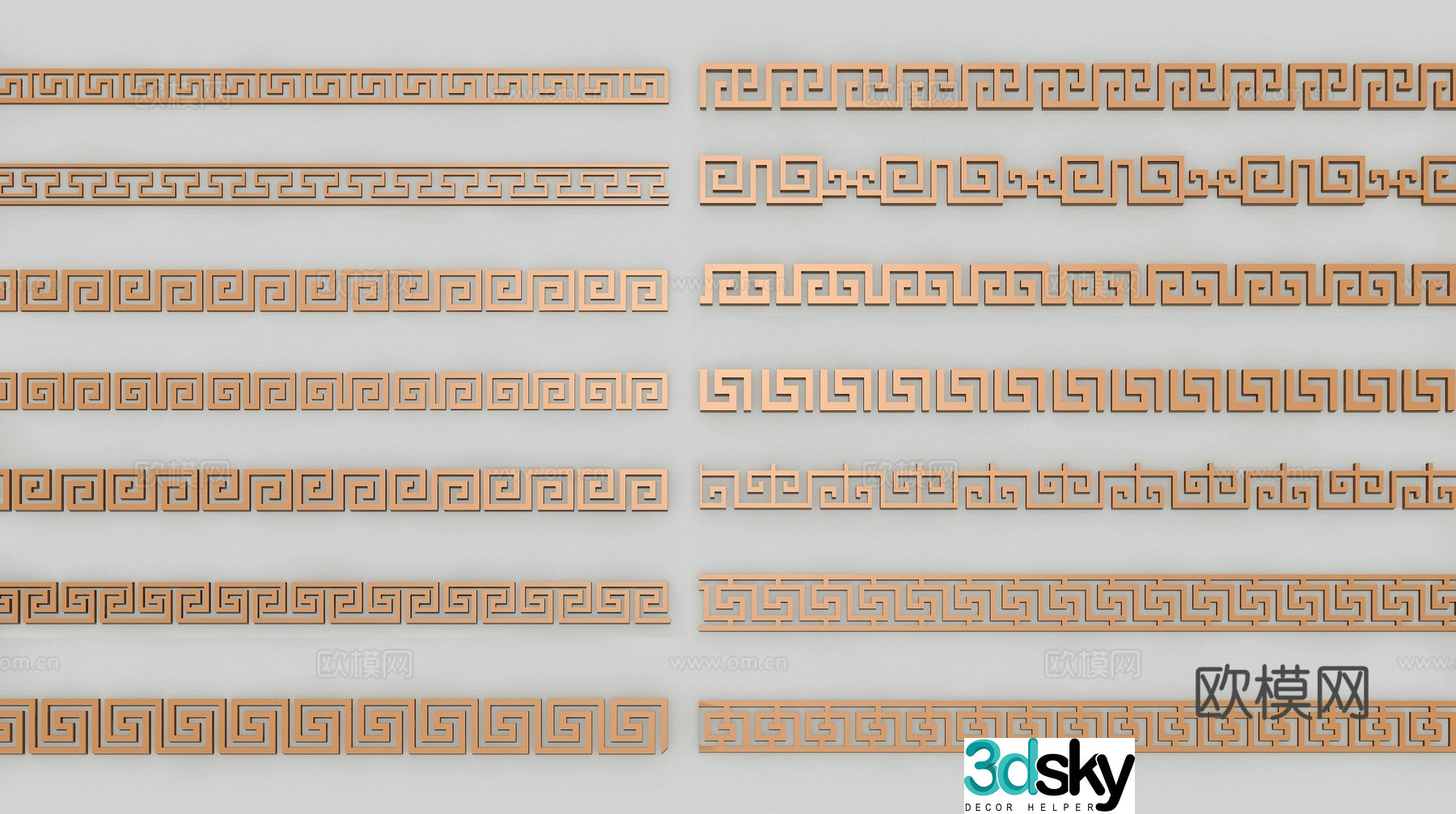 3d model of Chinese style fringe lines